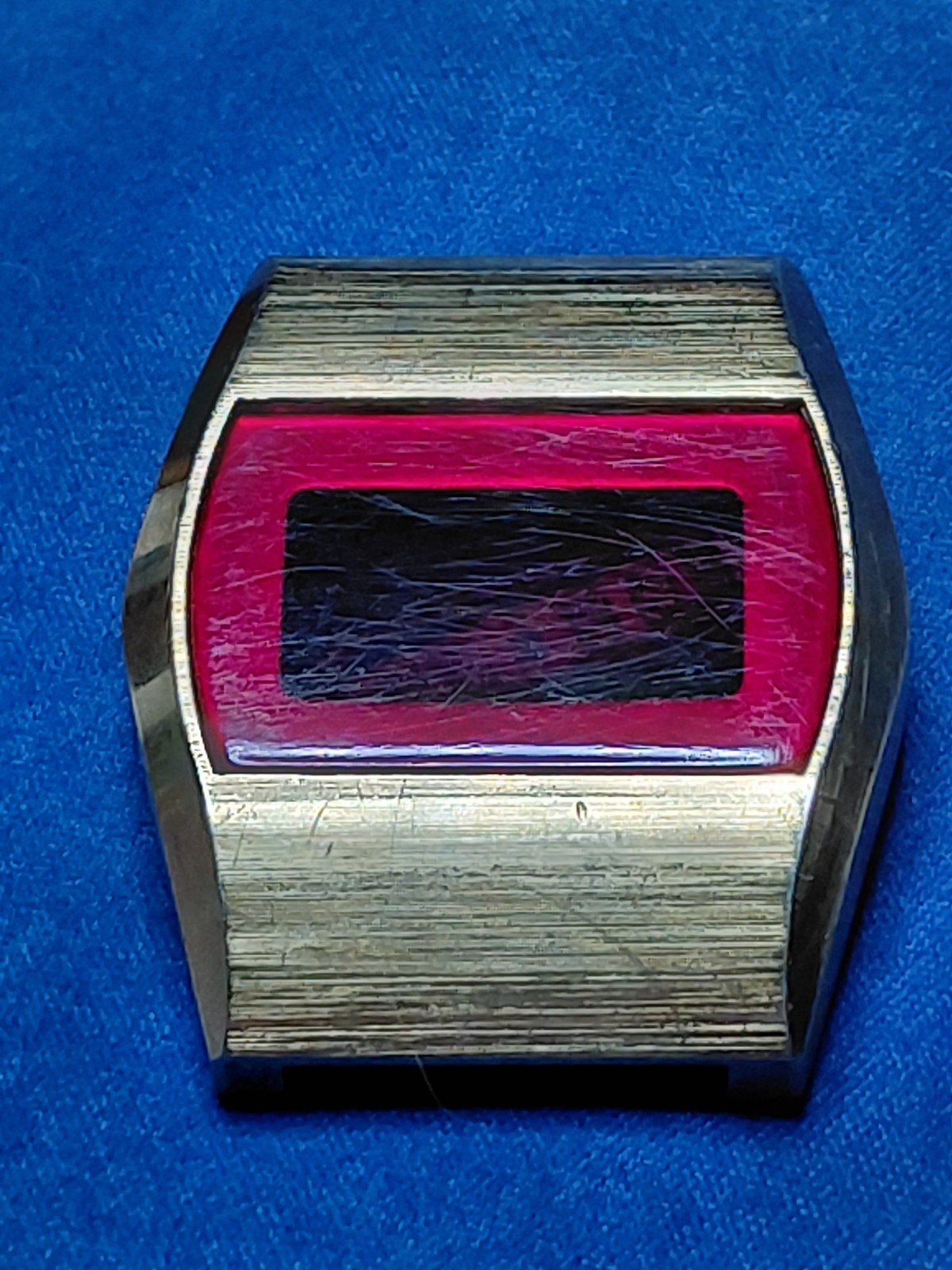 Empty Men’s Goldtone Red LED Screen Watch Case w/Band *Only * Very Clean