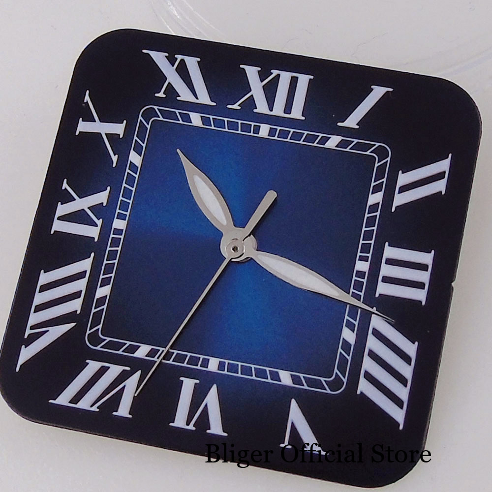 Square 27mm Sterile Watch Dial White Blue Black fit NH35 NH38 NH36 Roman Numeral