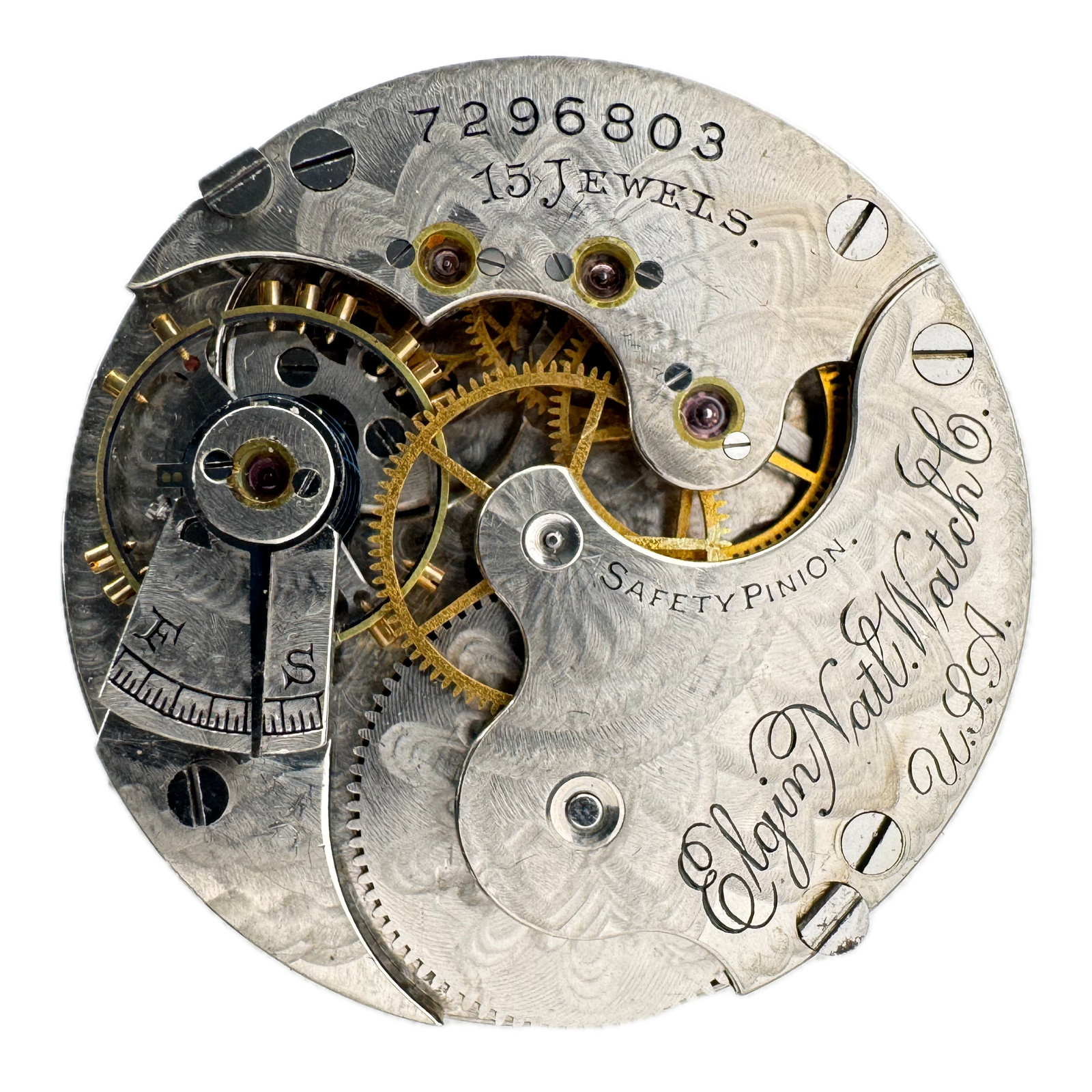 Antique 0s 1898 Elgin Roman Single Sunk 15J Hunter Pocket Watch Movement 130 USA