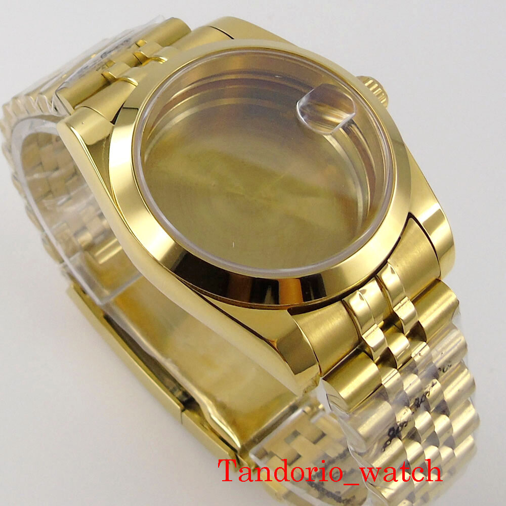 36mm/39mm Luxury Yellow Gold Watch Case/Strap For NH35A NH36 MIYOTA8215 Movement