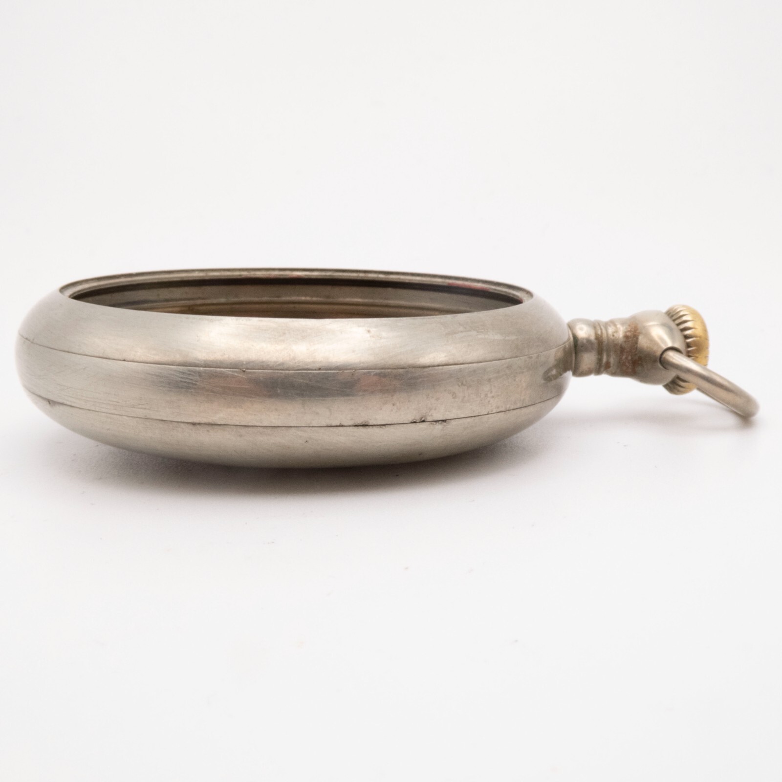Wadsworth 18-Size Open-Face Nickel Antique Pocket Watch Case with Train Motif