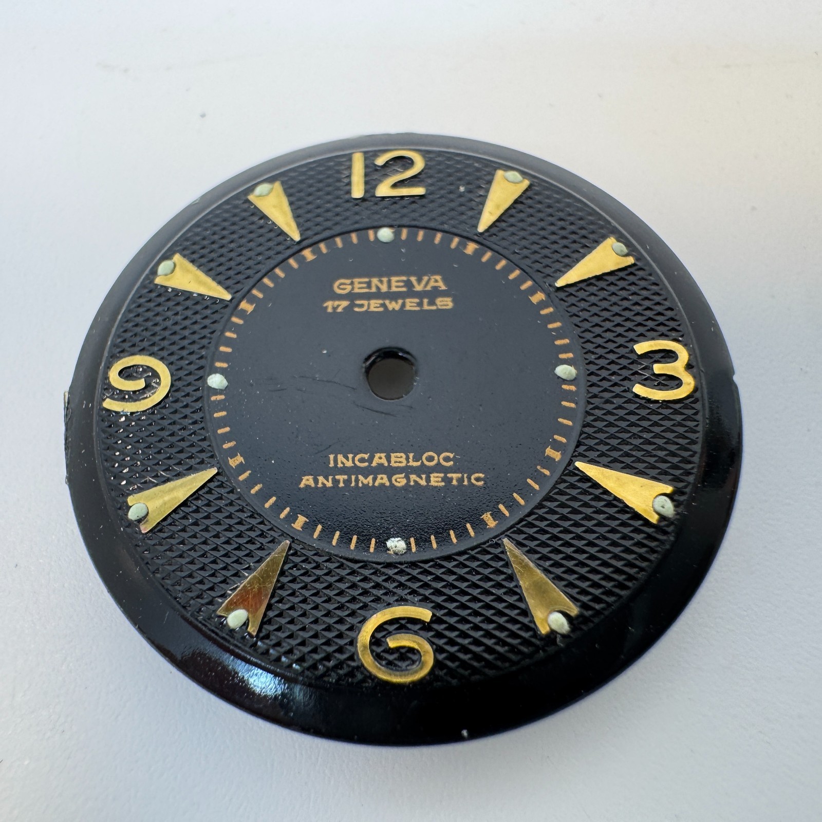 Vintage NOS Geneve Wrist Watch Dial Black Gold 26mm Antimagnetic – Hong Kong