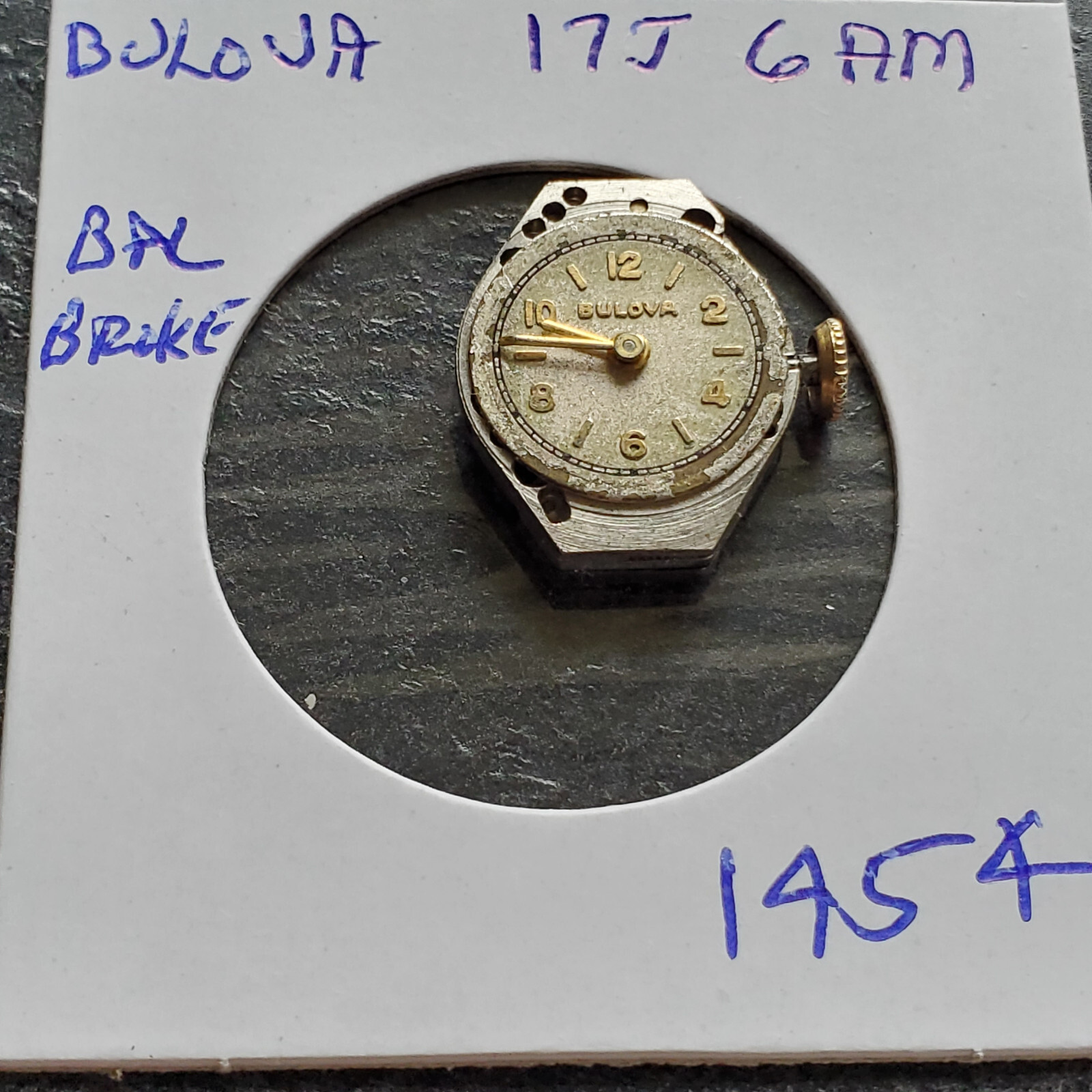 LADIES BULOVA 17J 6AM WRIST WATCH MOVEMENT #1454