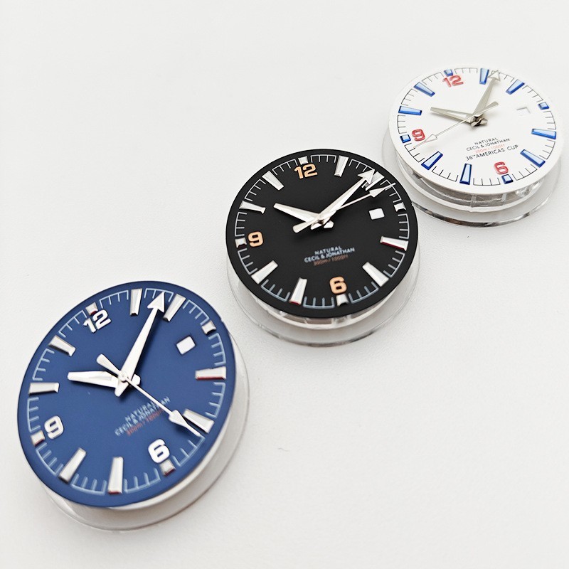 33mm Black Orange Watch Dial and Hands Green Luminous for 8215 2813 Movement