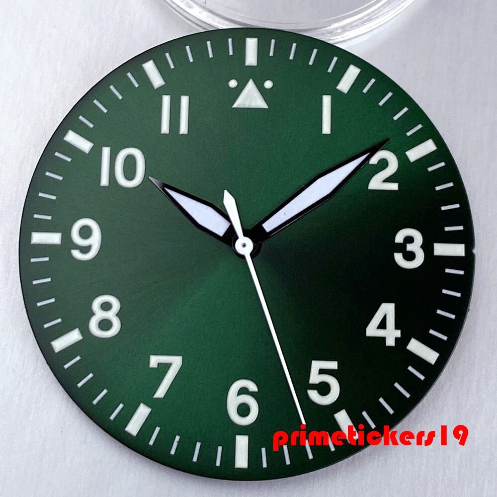 43mm Pilot Watch Case+Dial Hands Set Sapphire Fit NH35 ETA2824 PT5000 Clear Back