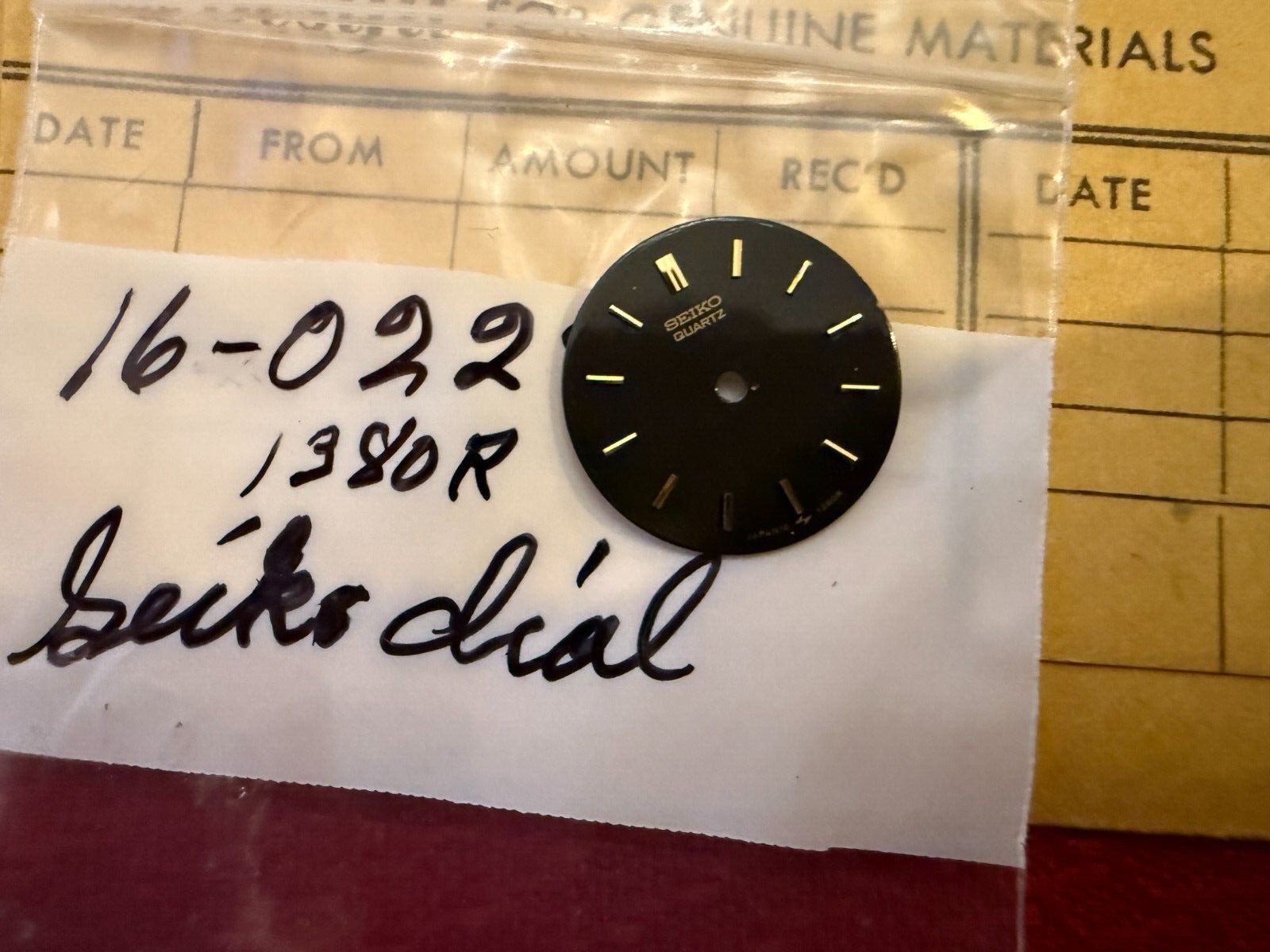 NEW VTG 70’s 1980’s Ladies Seiko Black Watch Dial w/ Gold markers # 16-1380 16mm