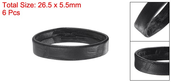 6 Pcs PU Leather Loops Retaining Ring for 22mm Width Watch Band, Black