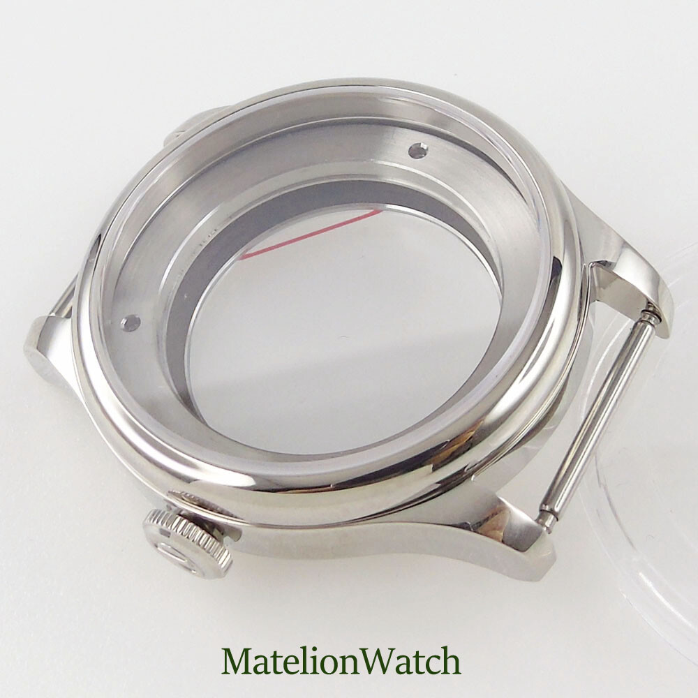 39mm Silver Watch Case Spare Parts Fit For Miyota 8215 821A 2813 Sapphire Glass
