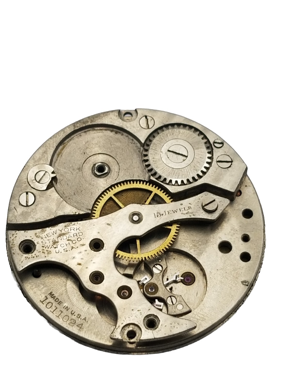 NY Standard 1553 10s Movement Metal Sunk Dial Pocket Watch Parts Disassembled 20