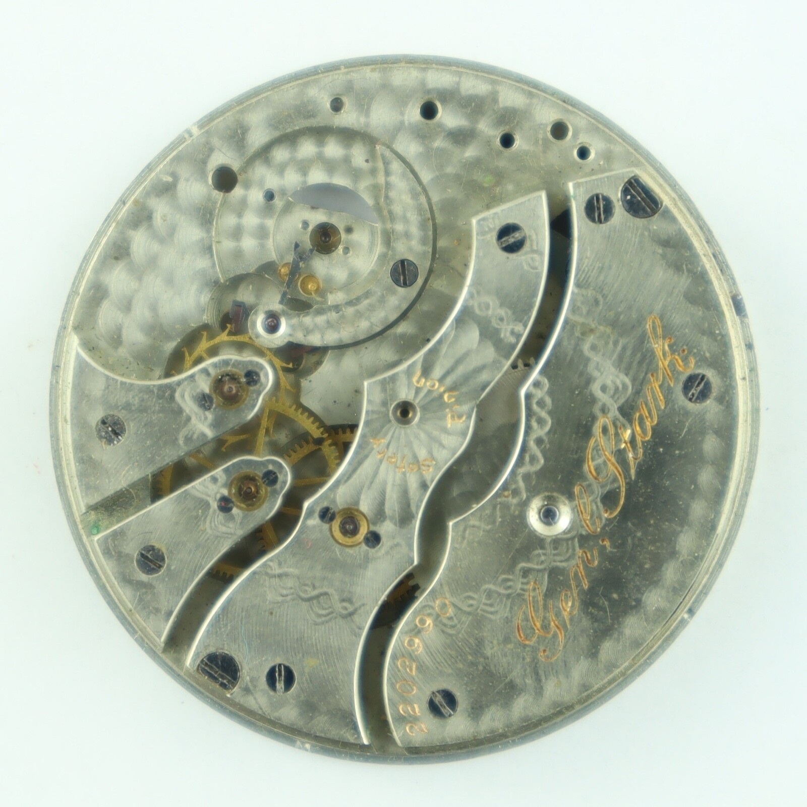Antique 12 Size Hampden General Stark Mechanical Pocket Watch Movement for Parts