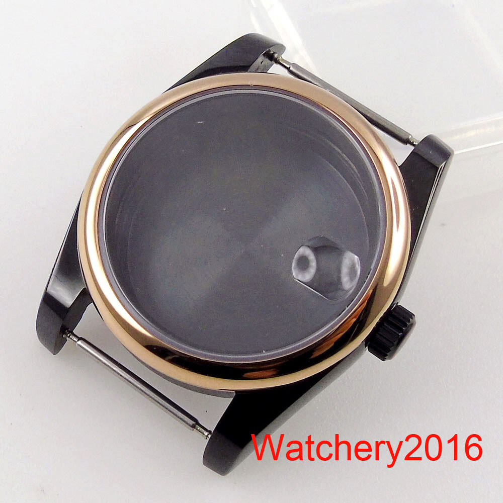 Black PVD 39mm 36mm Sapphire Glass Watch Solid Case Fit NH35 PT5000 Movement