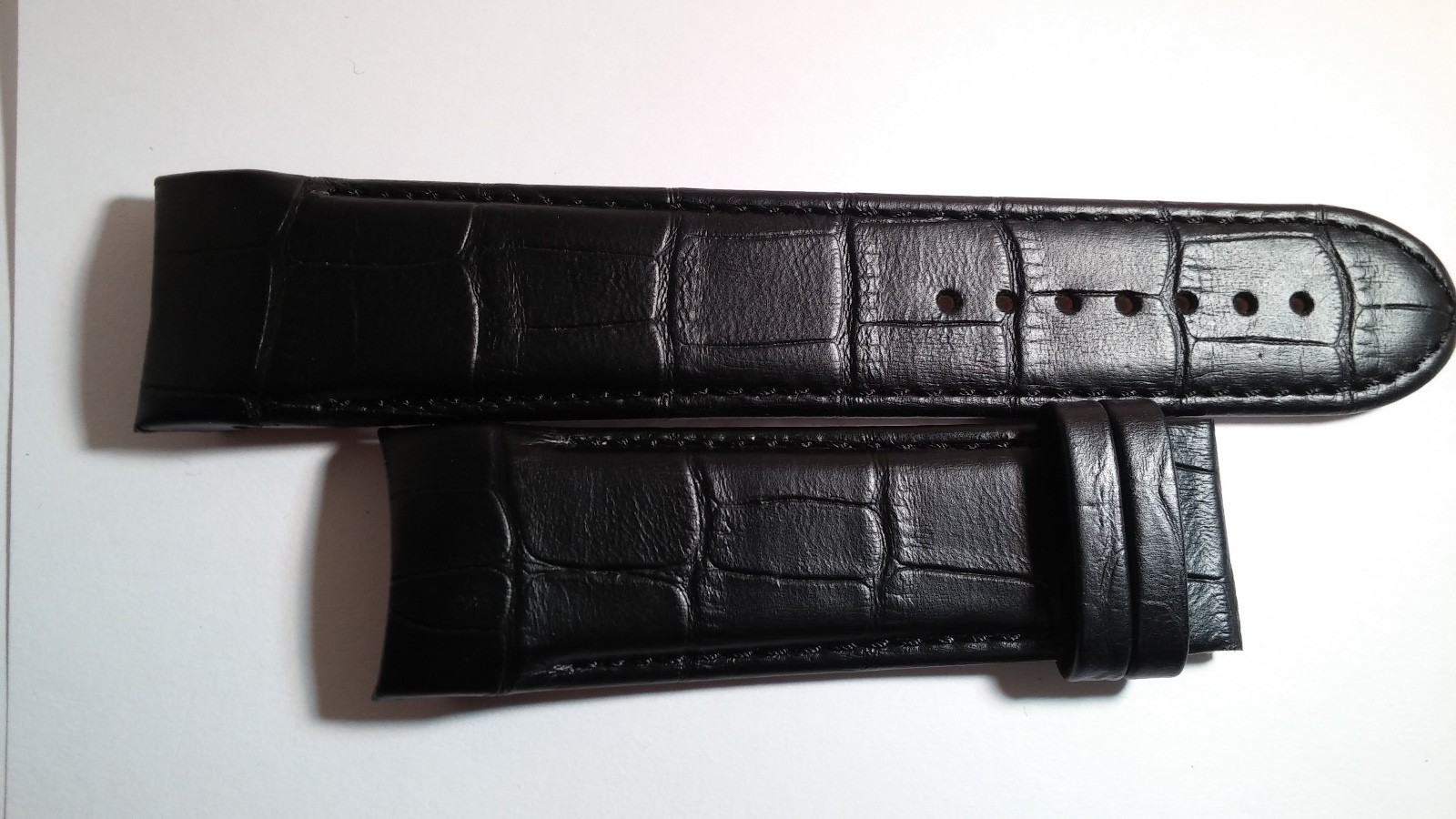 Genuine Tissot Band/Strap BLACK ALLIGATOR, 130×80 length, 24/22mm curved ends XL