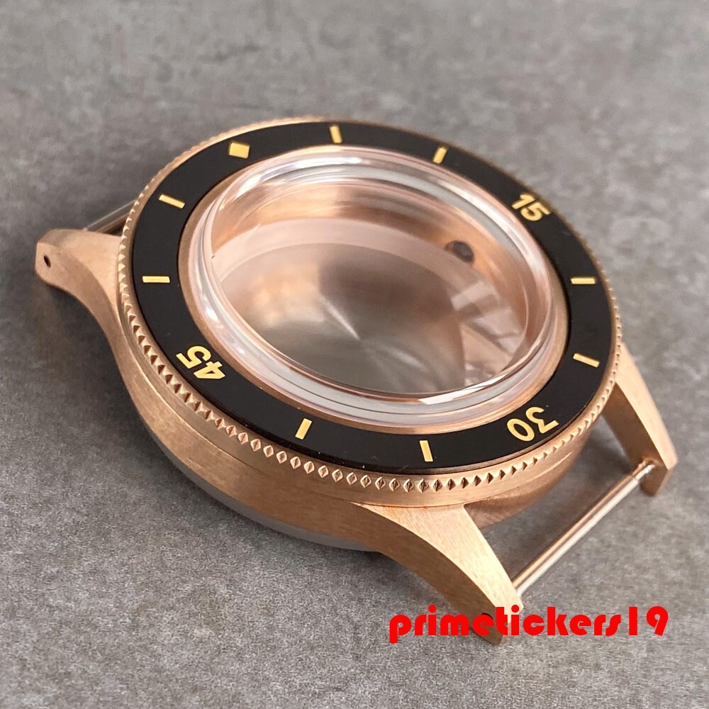 Cusn8 Real Bronze Diver 40mm Watch Case Domed Sapphire Lume Bezel Fit NH35 NH36