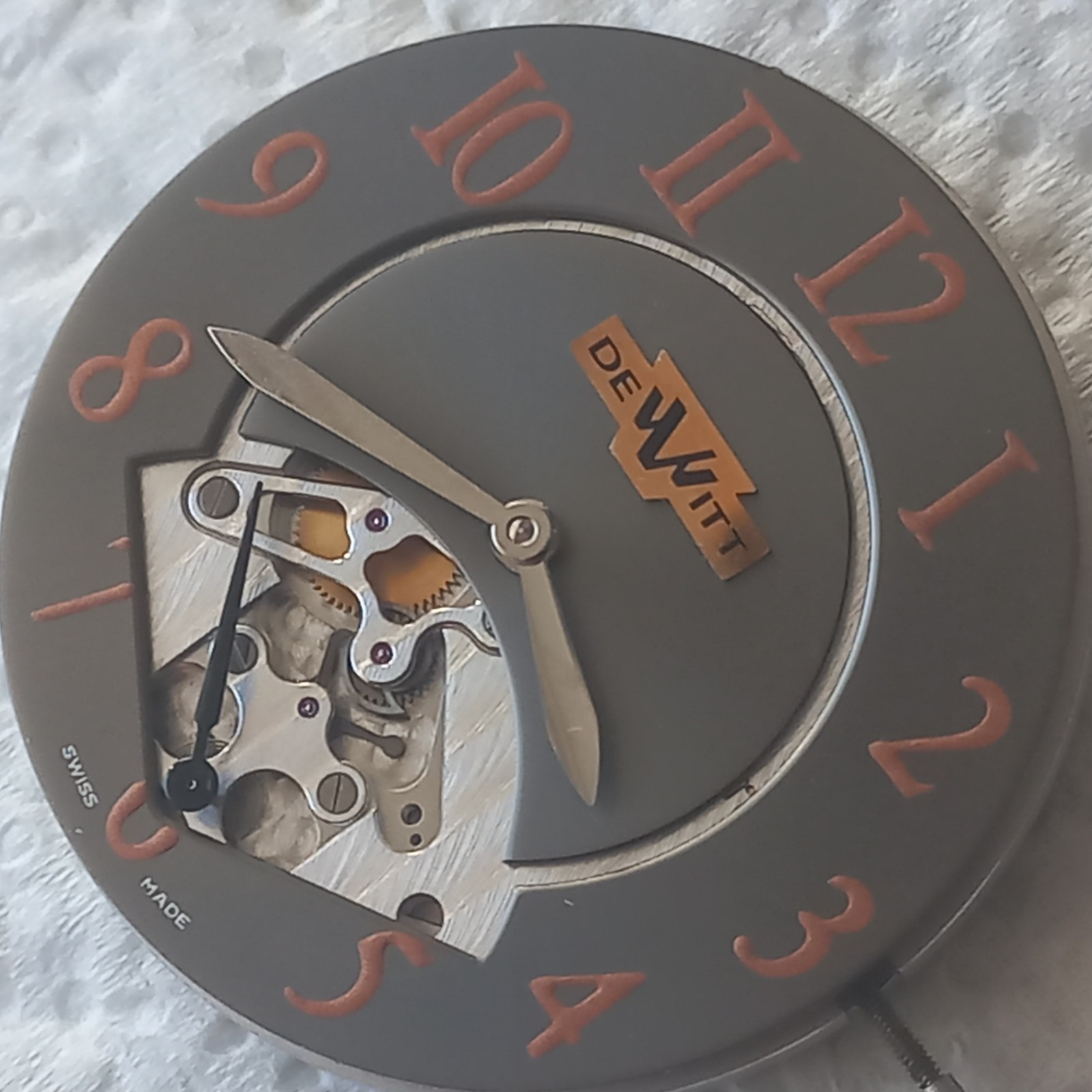 DeWitt Retrograde Watch Movement – Complete Set Dial + Movement + Metal Holder