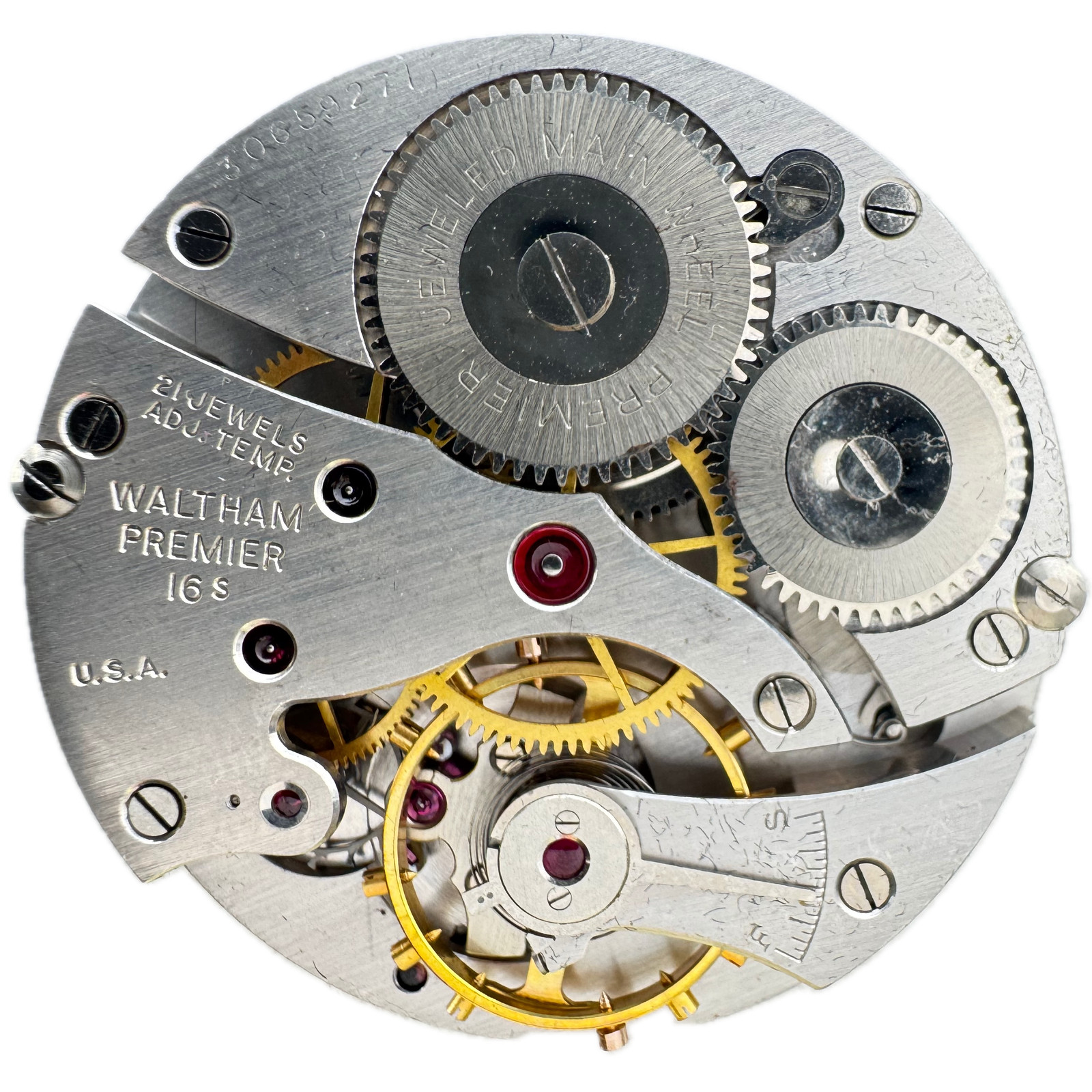 Antique 16s Waltham Boxcar Dial Premier Mechanical Pocket Watch Movement No.1621