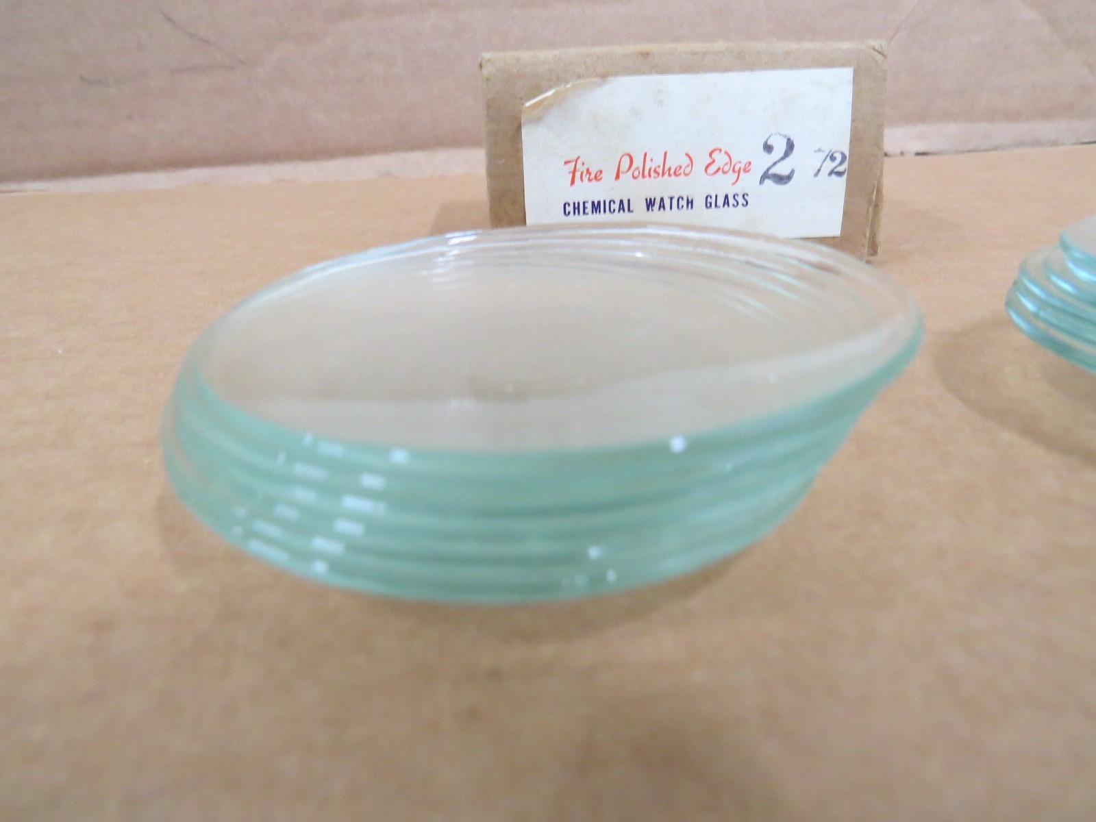 Box of 12 Vintage Fire Polished Chemical Watch Glasses 2-1/2″ NEW IOB