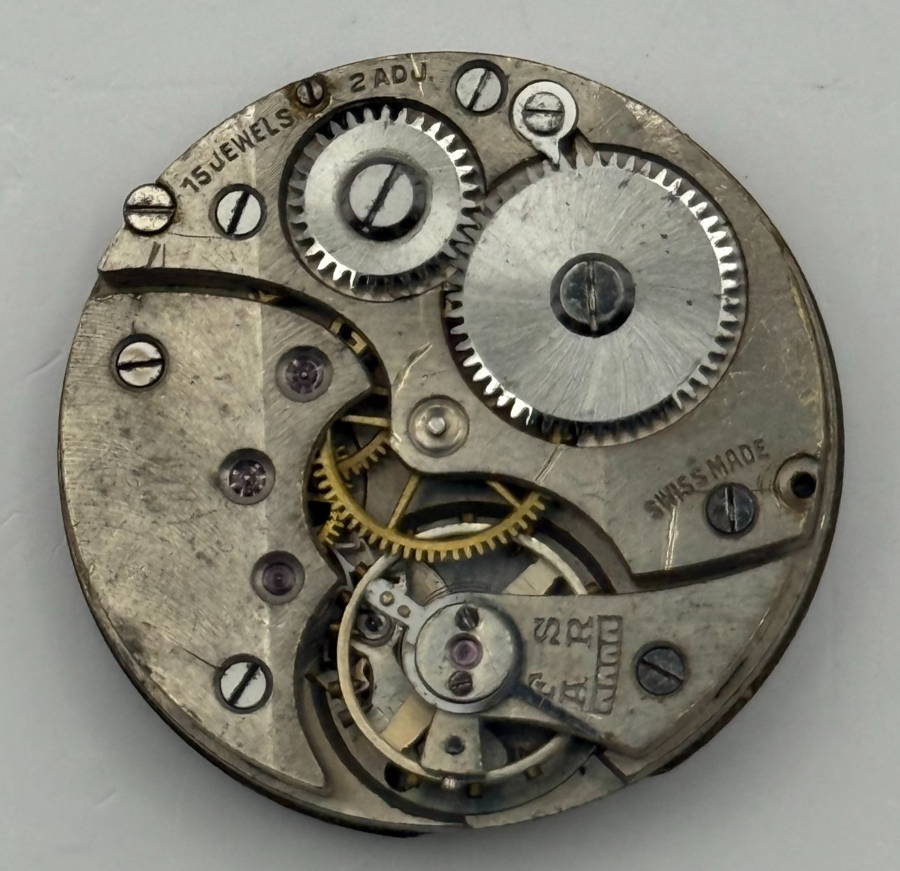15 Jewels Trench Watch Movement Sub Seconds Swiss Manual Wind Vintage Parts 27mm