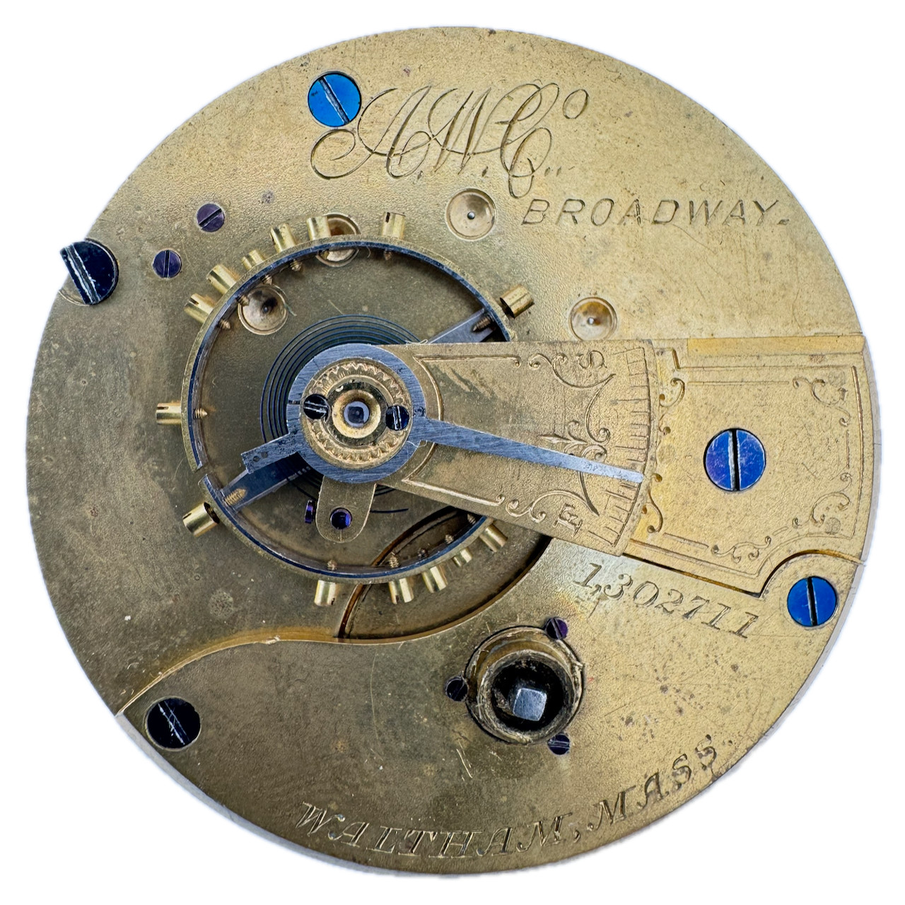 Antique 18s 1880 Waltham 1877 Key Wind Pocket Watch Movement Broadway USA 7J
