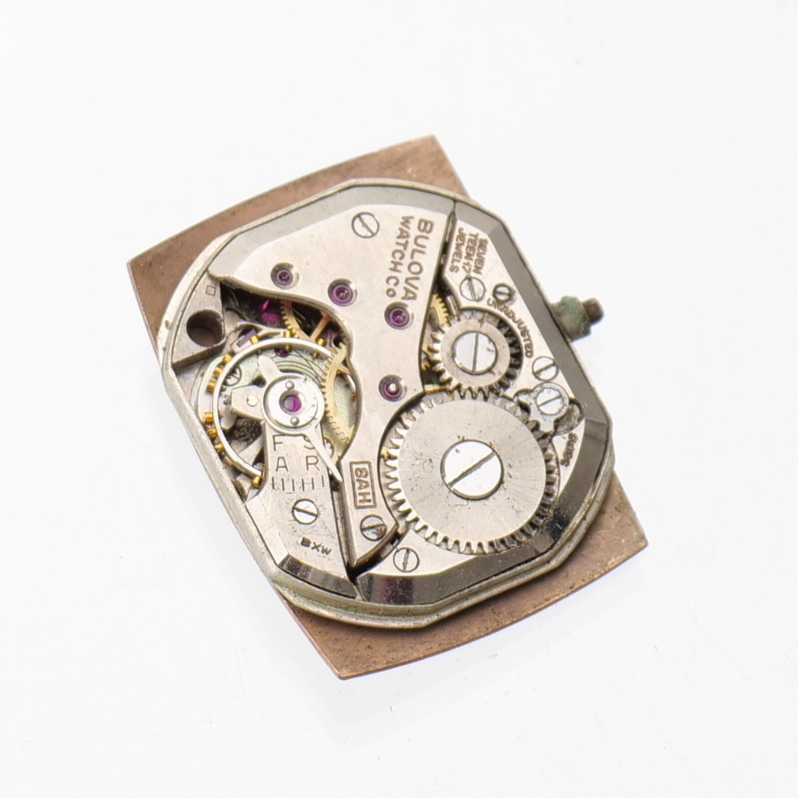 Vintage Bulova Manual Wind 17J 8AH Wrist Watch Movement Parts Repairs Spares