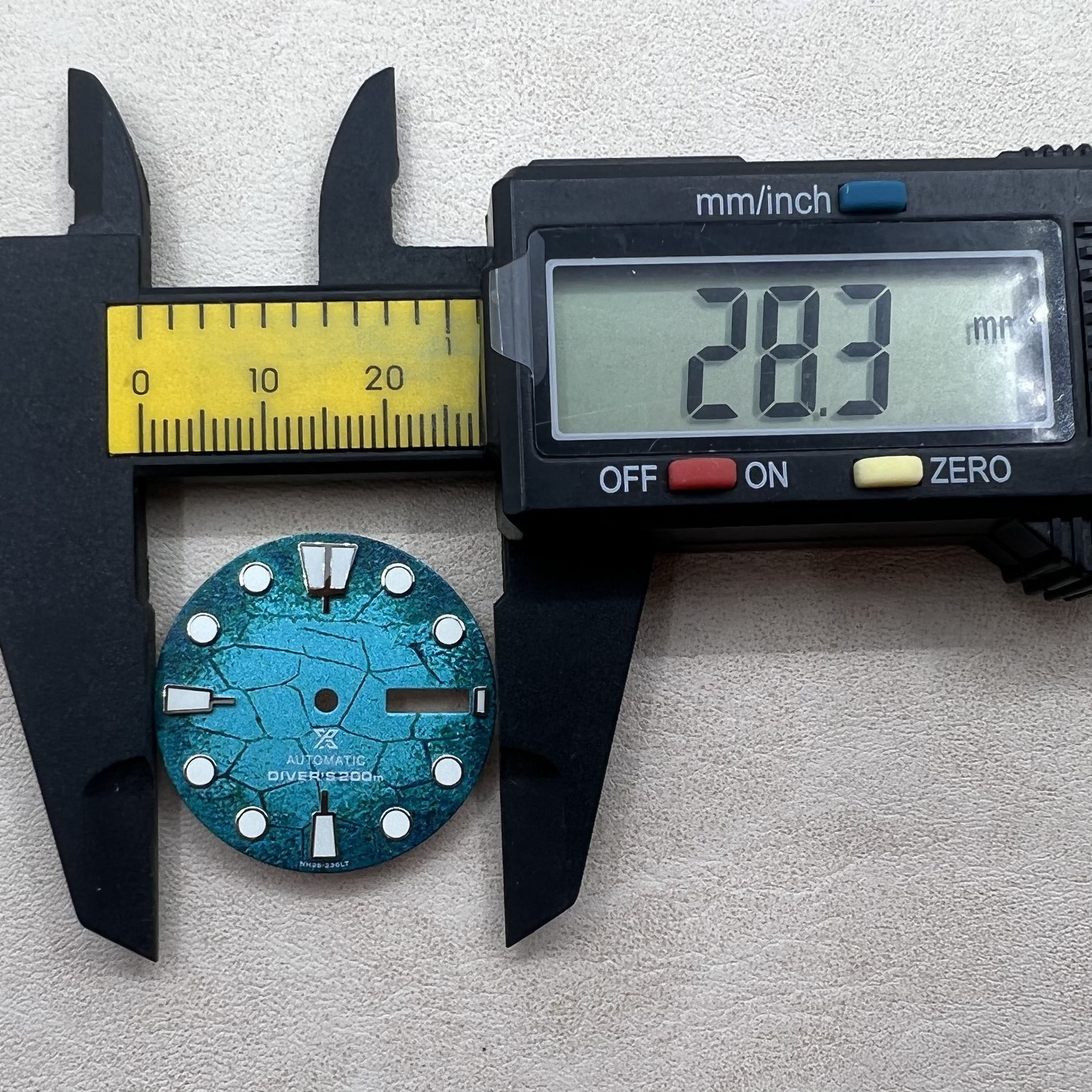 Blue Green Luminous Diving Watch Dial 28.5mm for Movement Sk NH35 NH36 Modified