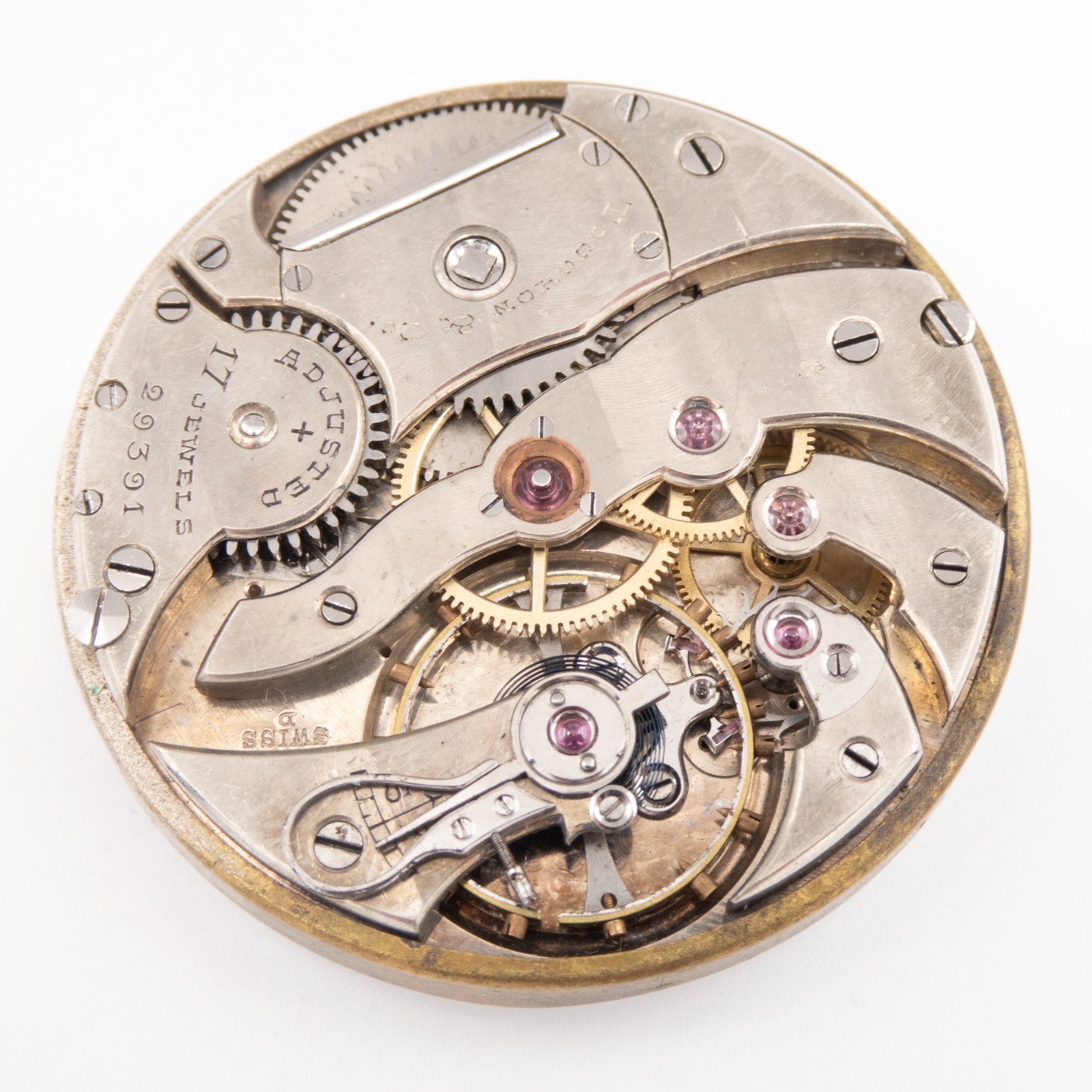 Touchon 39 x 7.1 mm 17-Jewel Antique Pocket Watch Movement, Ticks a Bit