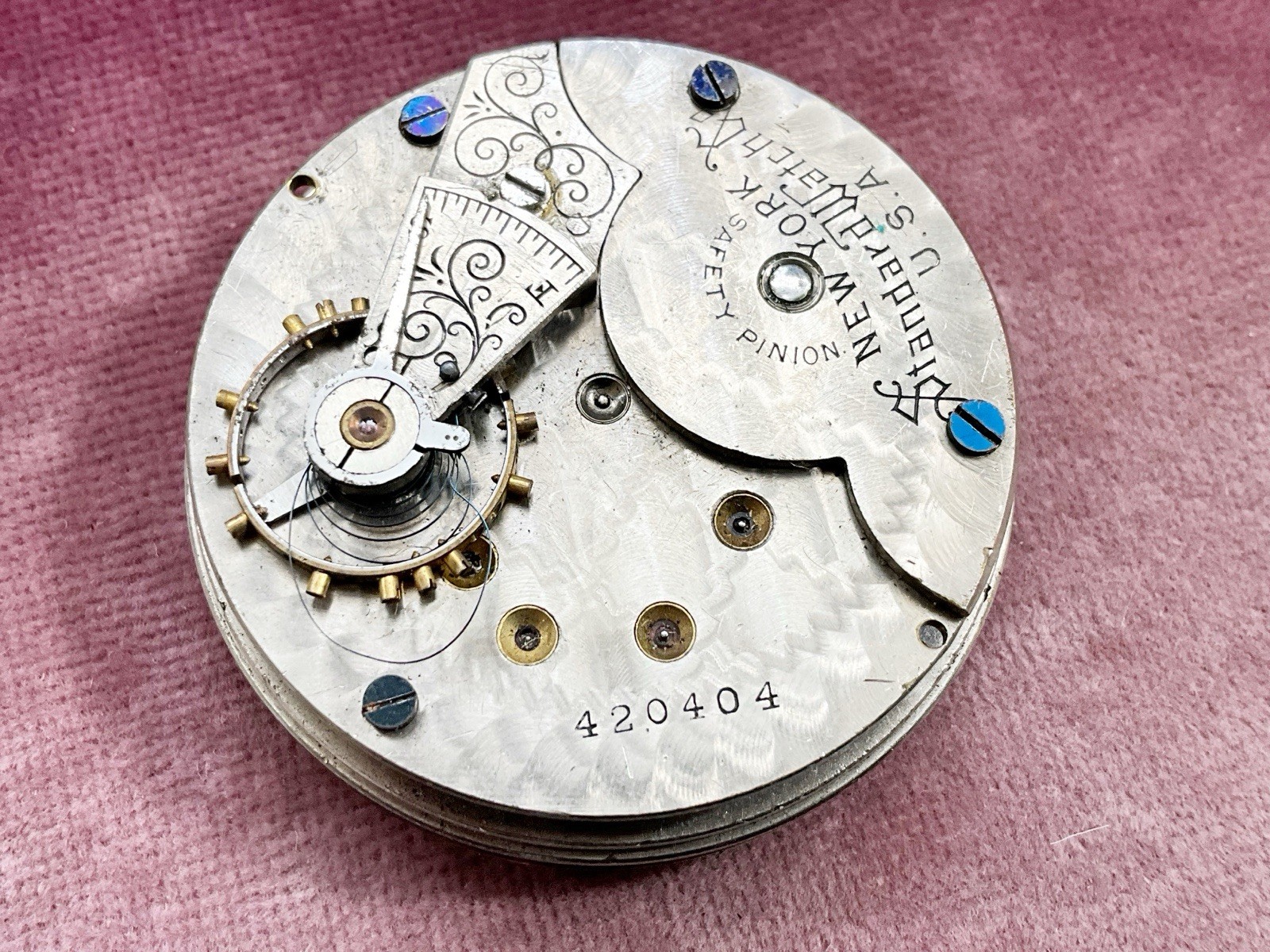 Antique New York Standard Pocket Watch Movement 43.5mm AS IS Parts/Repair