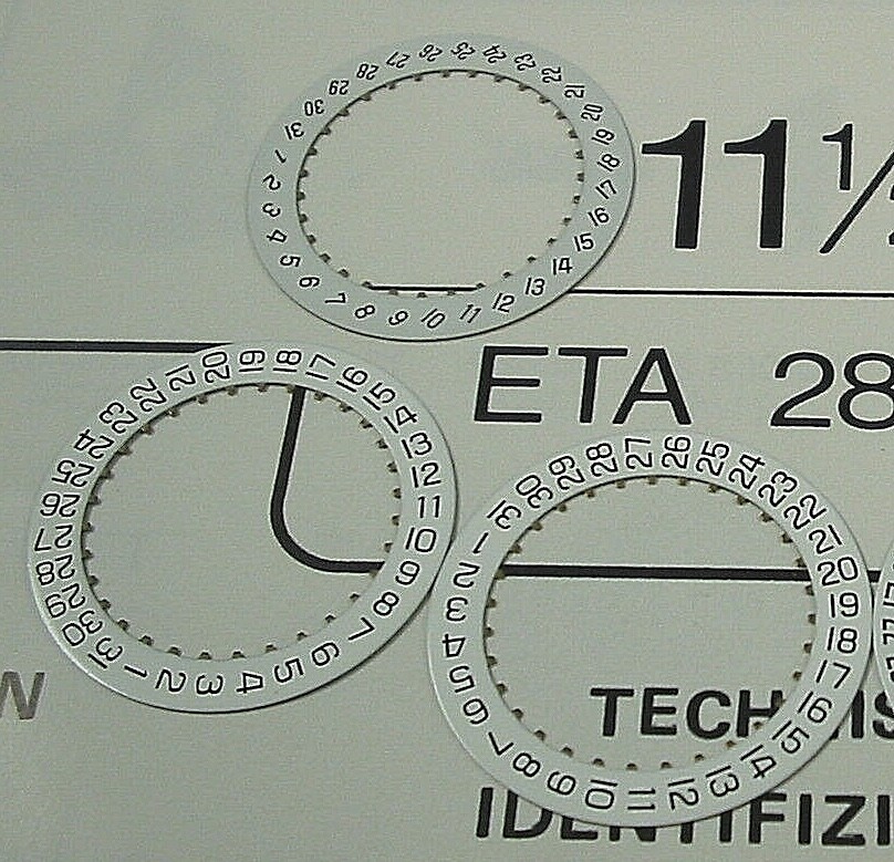 New Cartier date discs for ETA 2892 A2, ETA 2824-2 or for 3 & 6 o’clock window.