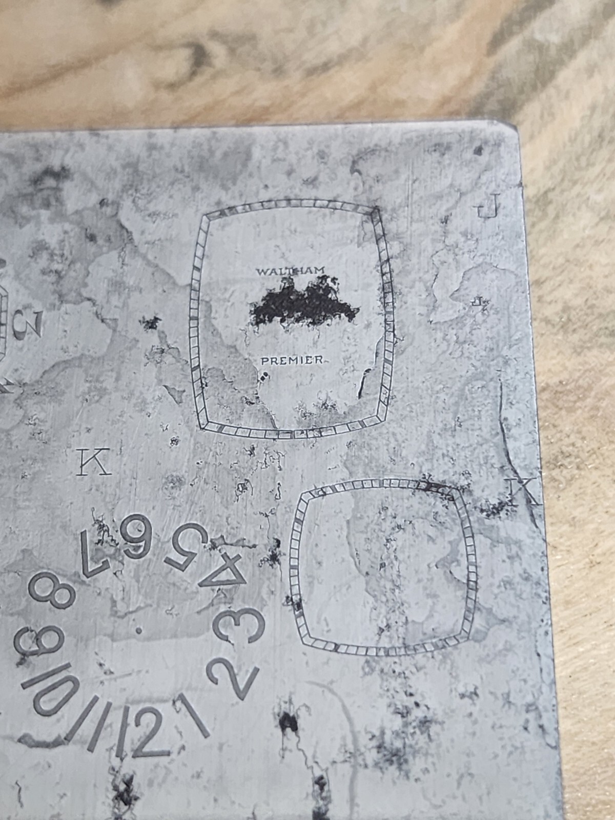 Vintage Multi Dial Printing Plate Waltham Bristol Elgin Illinois T987