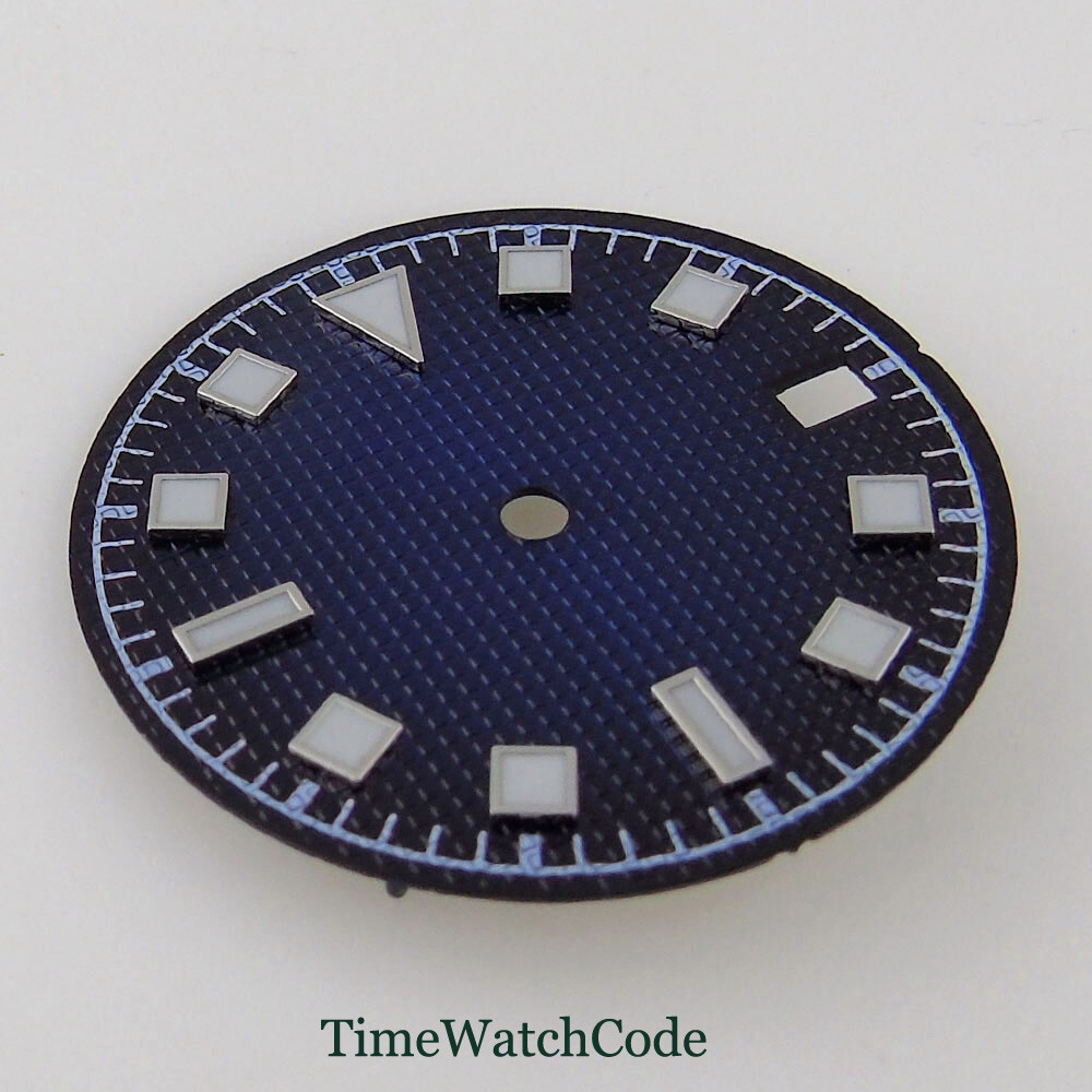 29mm Blue Sterile Watch Dial Faces Fit For NH35 NH35A Luminous Date Window