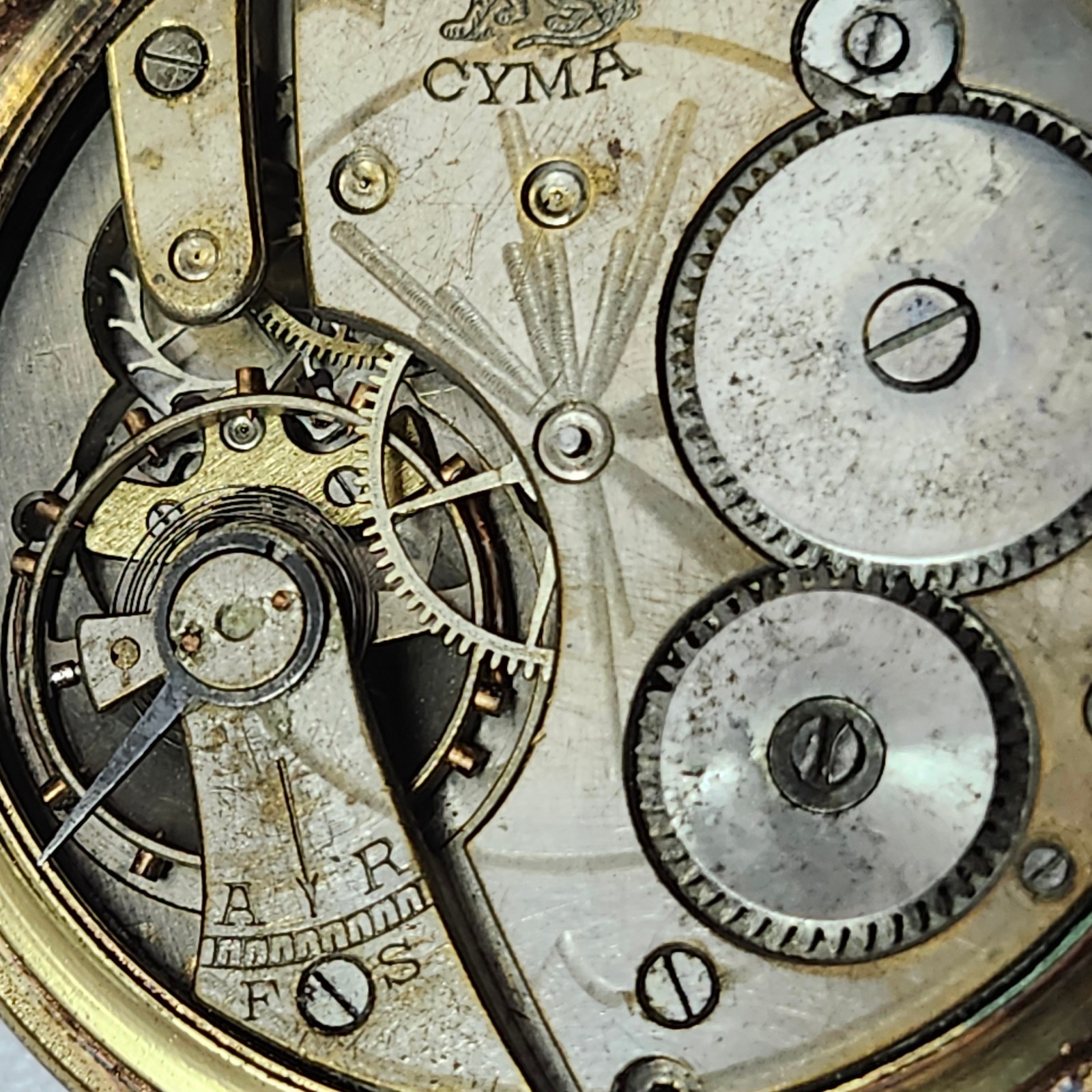 CYMA Tiger Invar Pocket Watch Maurice Wolf Dial Parts Repair As-Is Heavy Wear