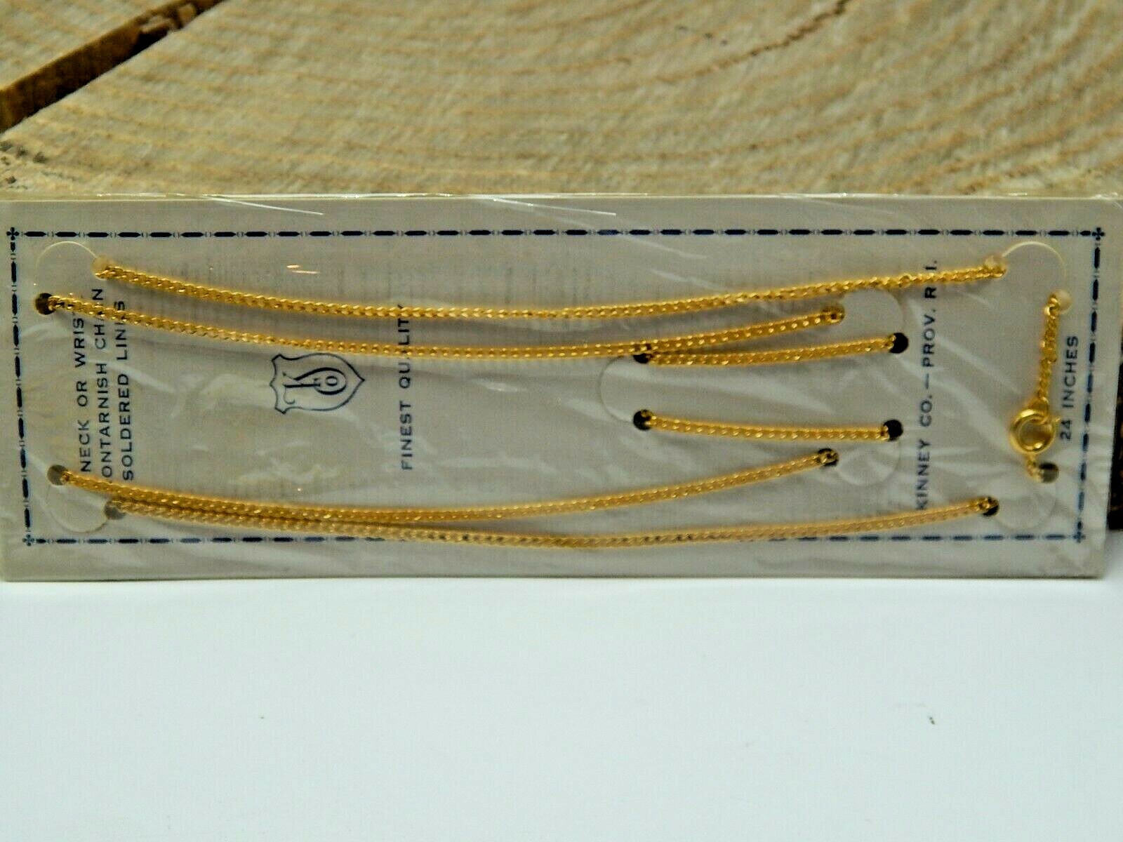 Vintage 1950s Kinney Co KCo Gold Plated 24 inch chain necklace New On Card NOS
