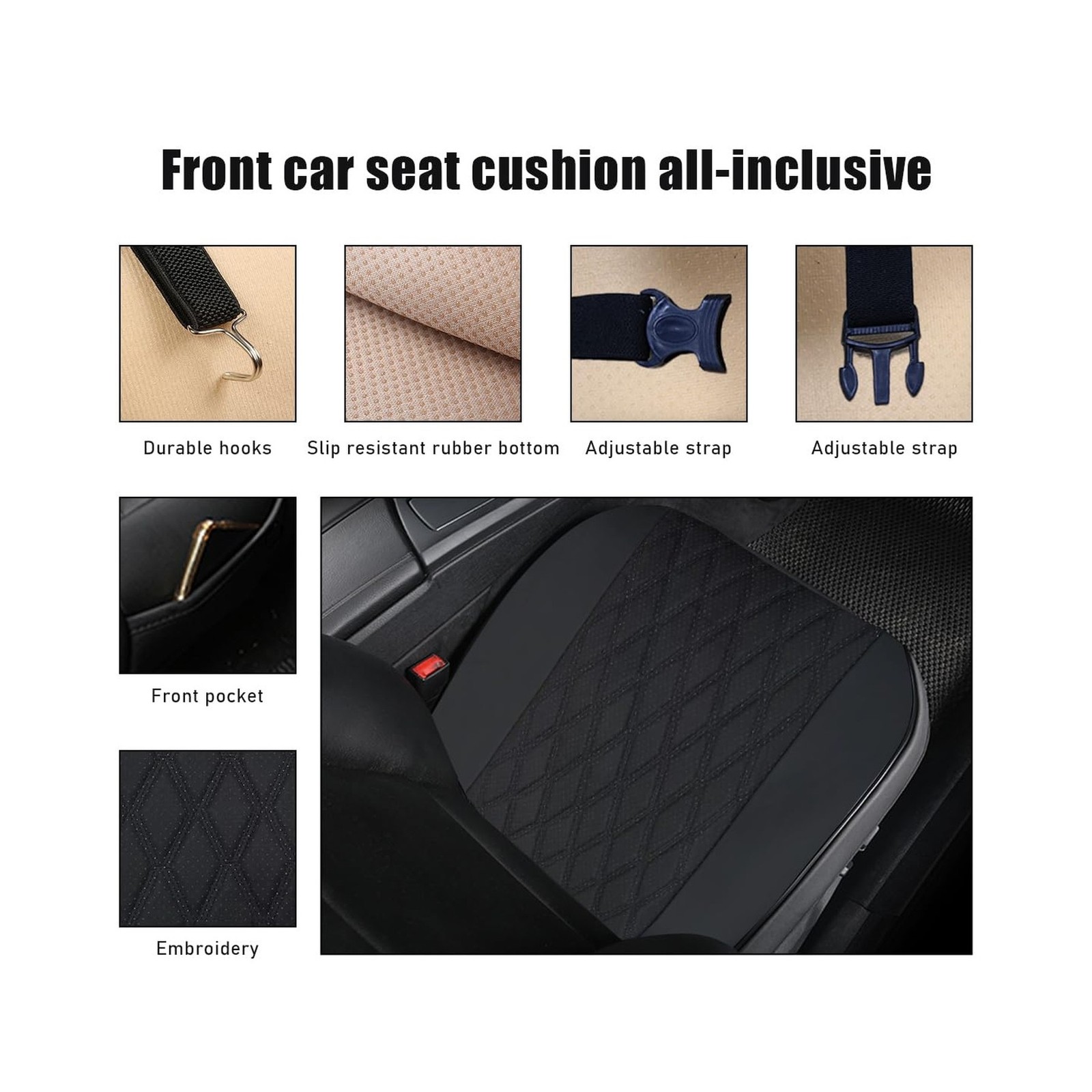 Car Front Seat Cover, 21″×22″ Luxury PU Leather Auto Seat Protectio… Fast