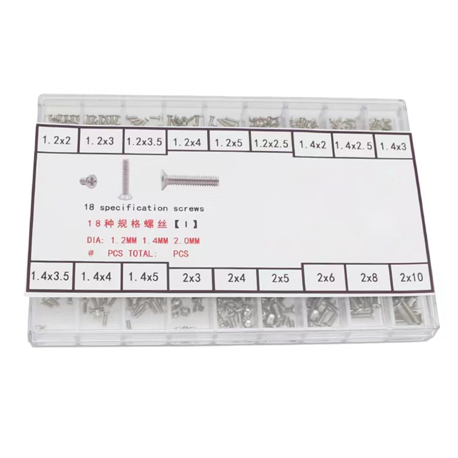 18 Different Sizes Silver Mini Steel Screws For Watch Back Case Or Eyeglasses