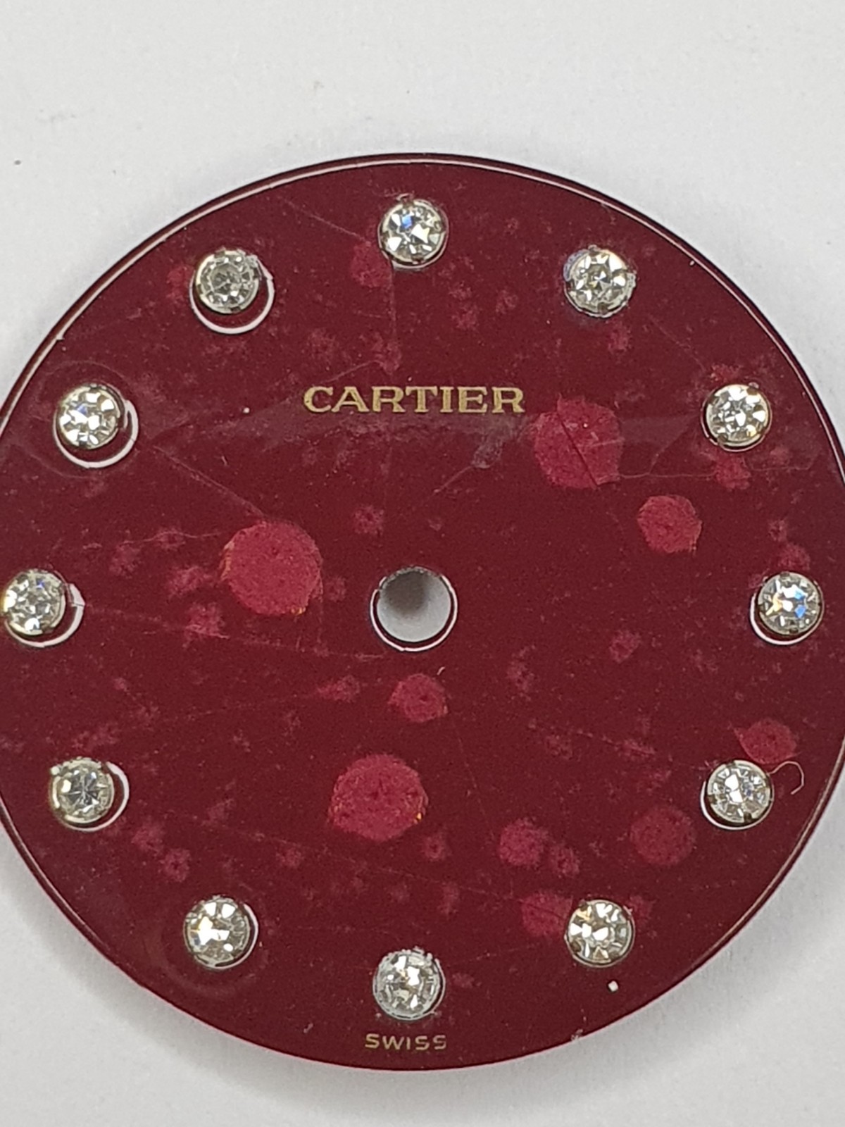 Rare Cartier Burgundy Red Spider Vendome Dial with Diamonds – 19mm – Parts