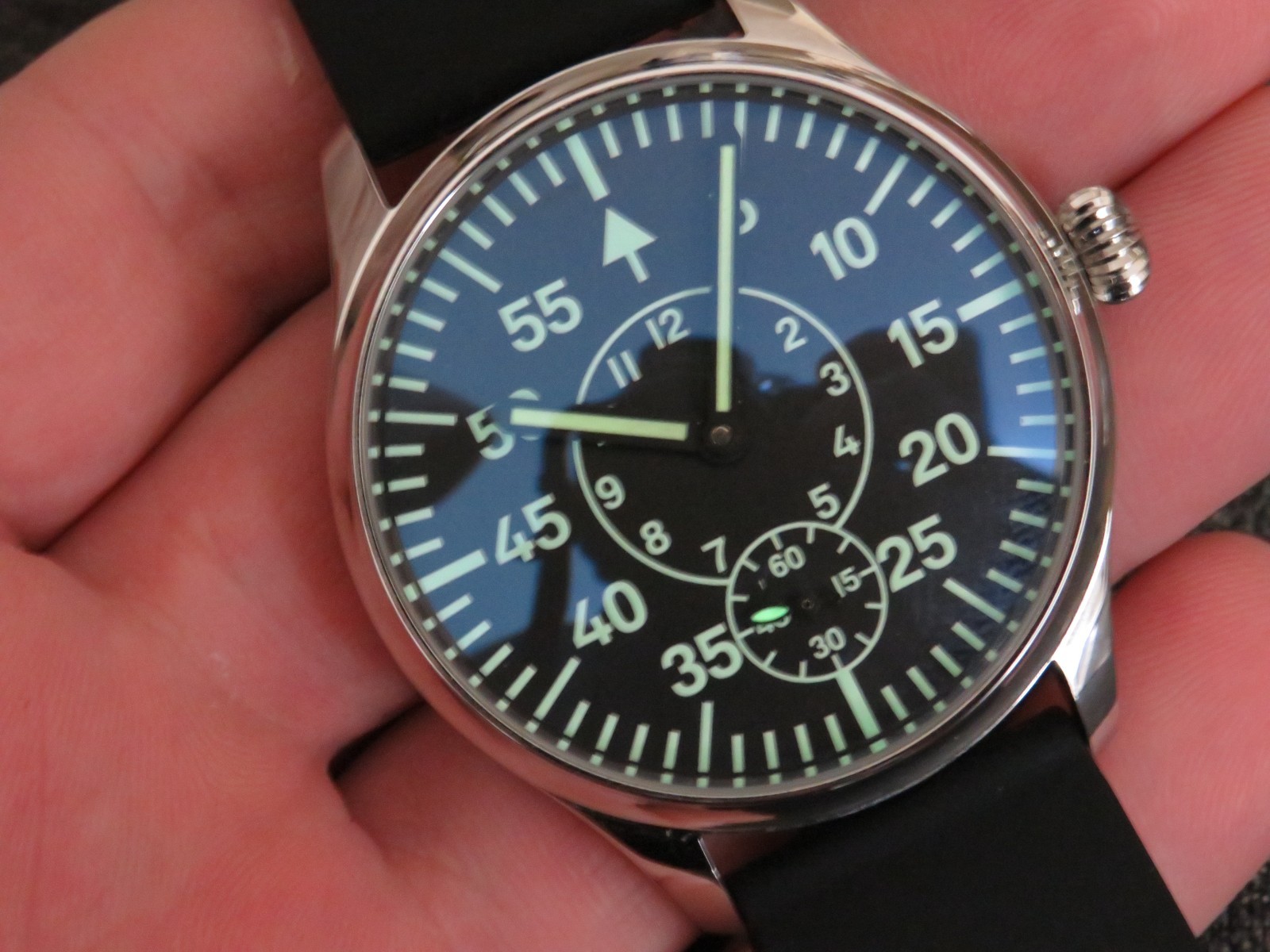 Custom made conversion men’s Arnex Pilot wristwatch Eta movement works well