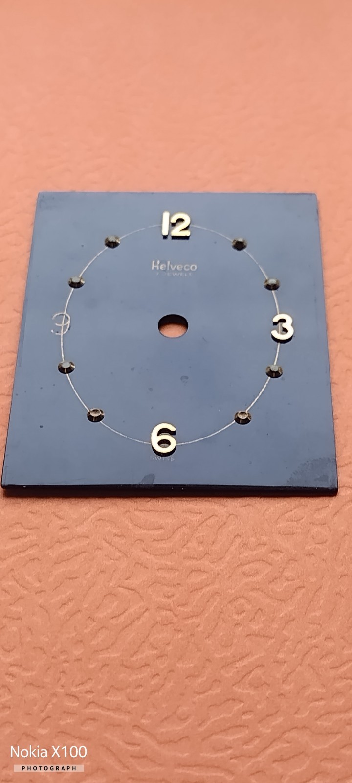 Helveco clock dial swiss 46.6 X 61.6 mm.