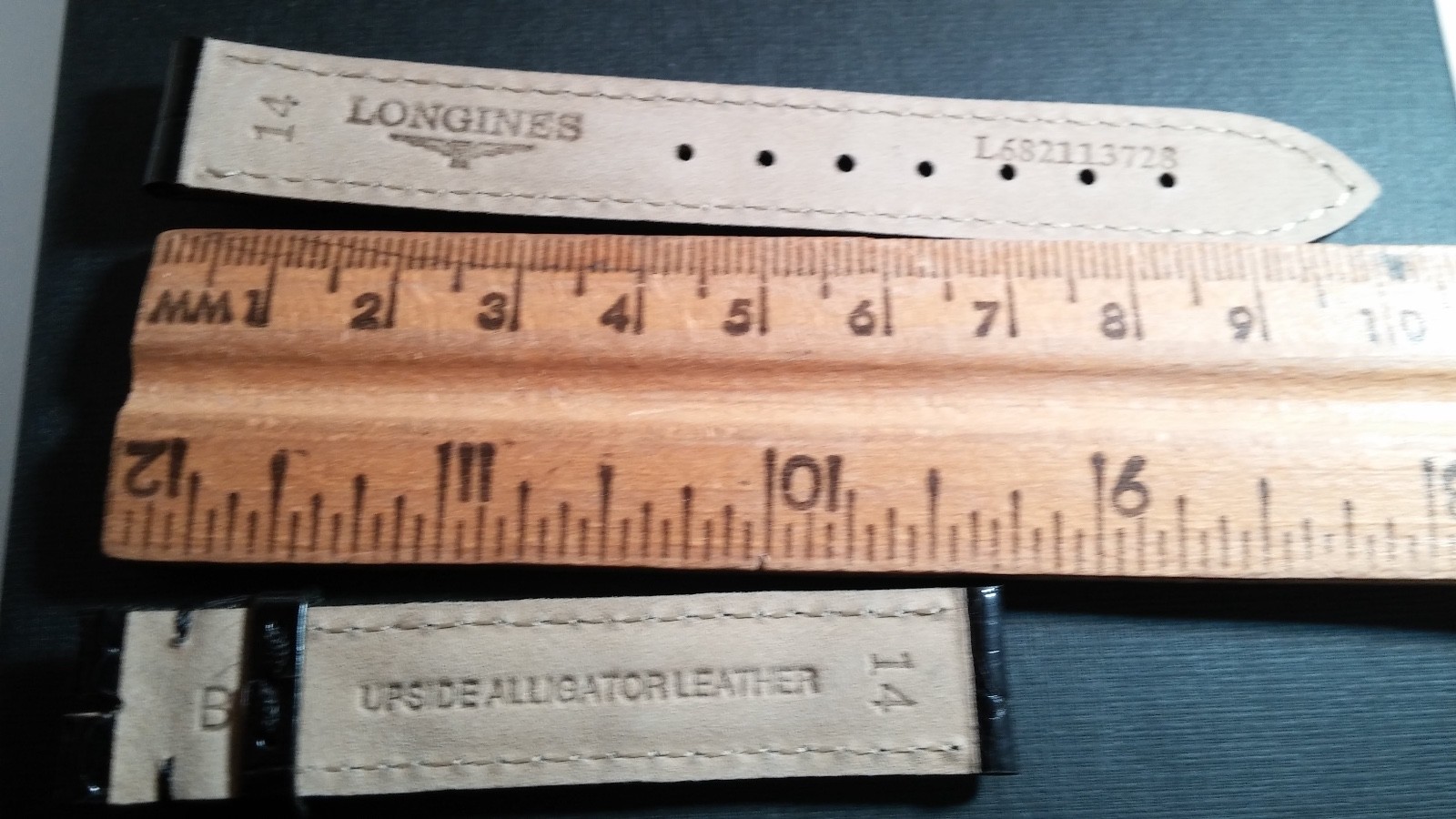 Longines BAND BLACK Shiny alligator, black stitch 70/105mm lengths, 14/14mm, reg