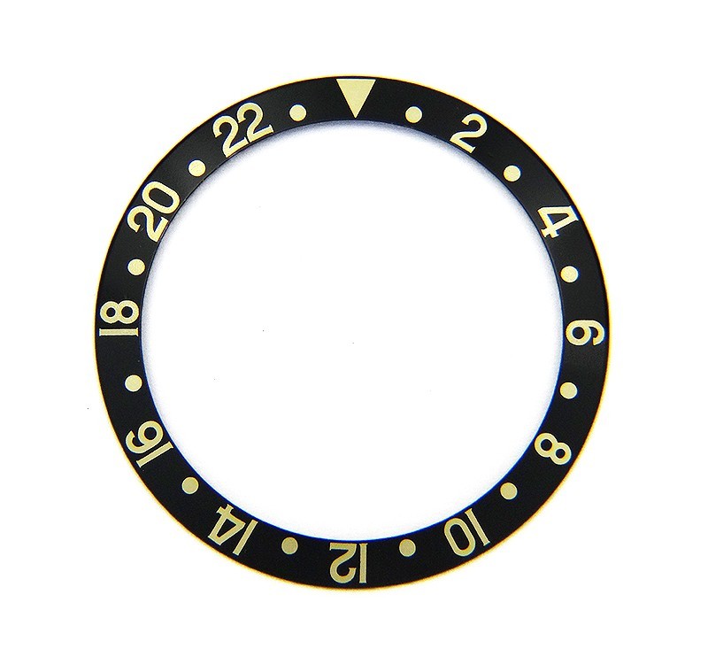Genuine Rolex GMT-MASTER II 16713 16718 Black & Yellow Gold Watch Bezel Insert