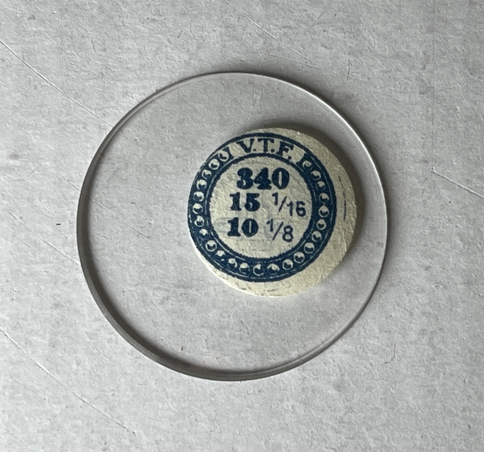 Antique VTF France Mineral Open Face Glass Watch Dial Crystal 340 33.9mm Diametr