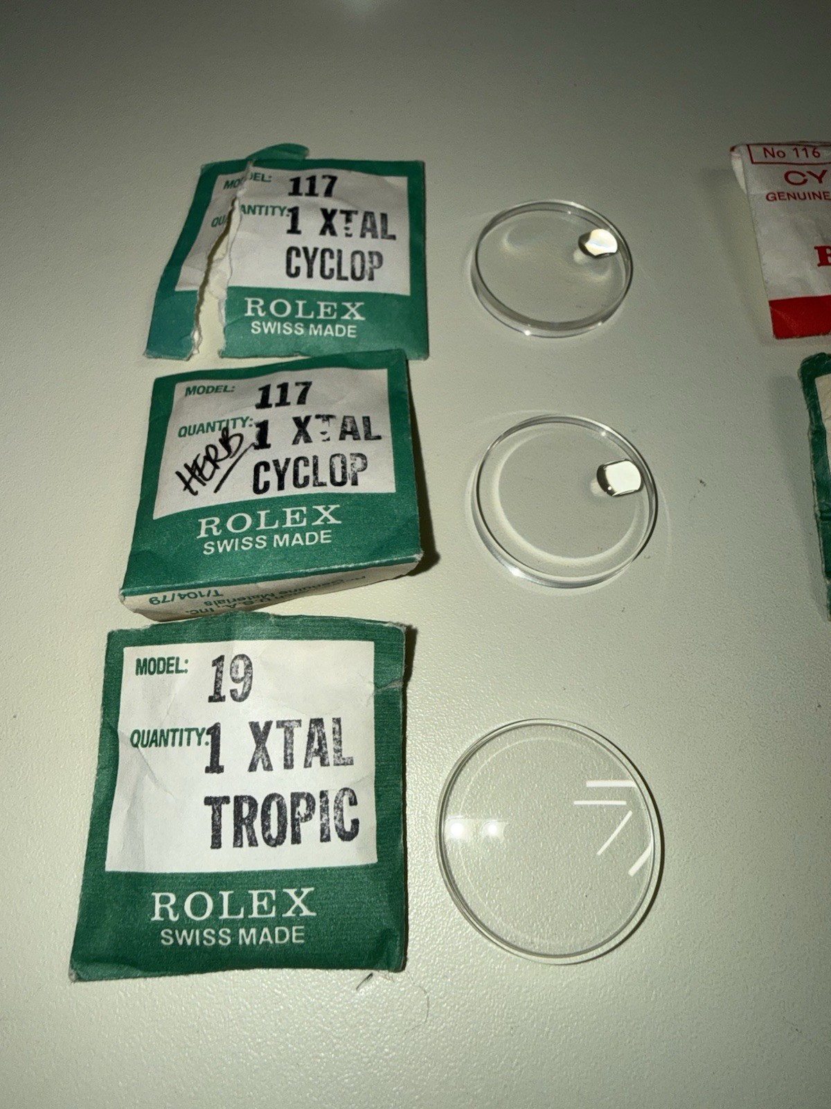 Rolex Crystals and Parts Lots for Watch Movement Repair