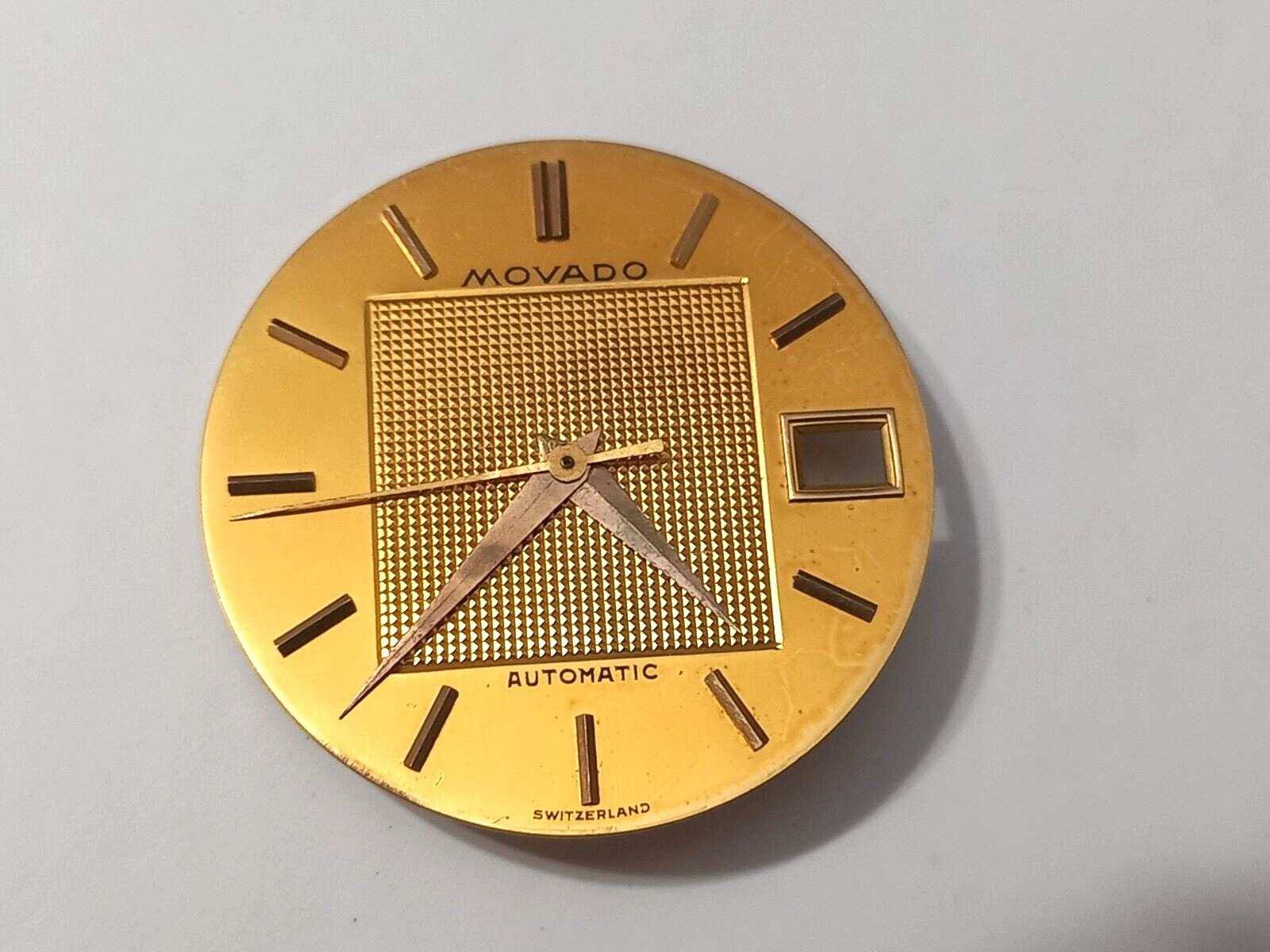 18K Movado Mirror Dial & Hands For Bumper Mvt Cal 222 / 224 / 224A Size: 26.8 mm