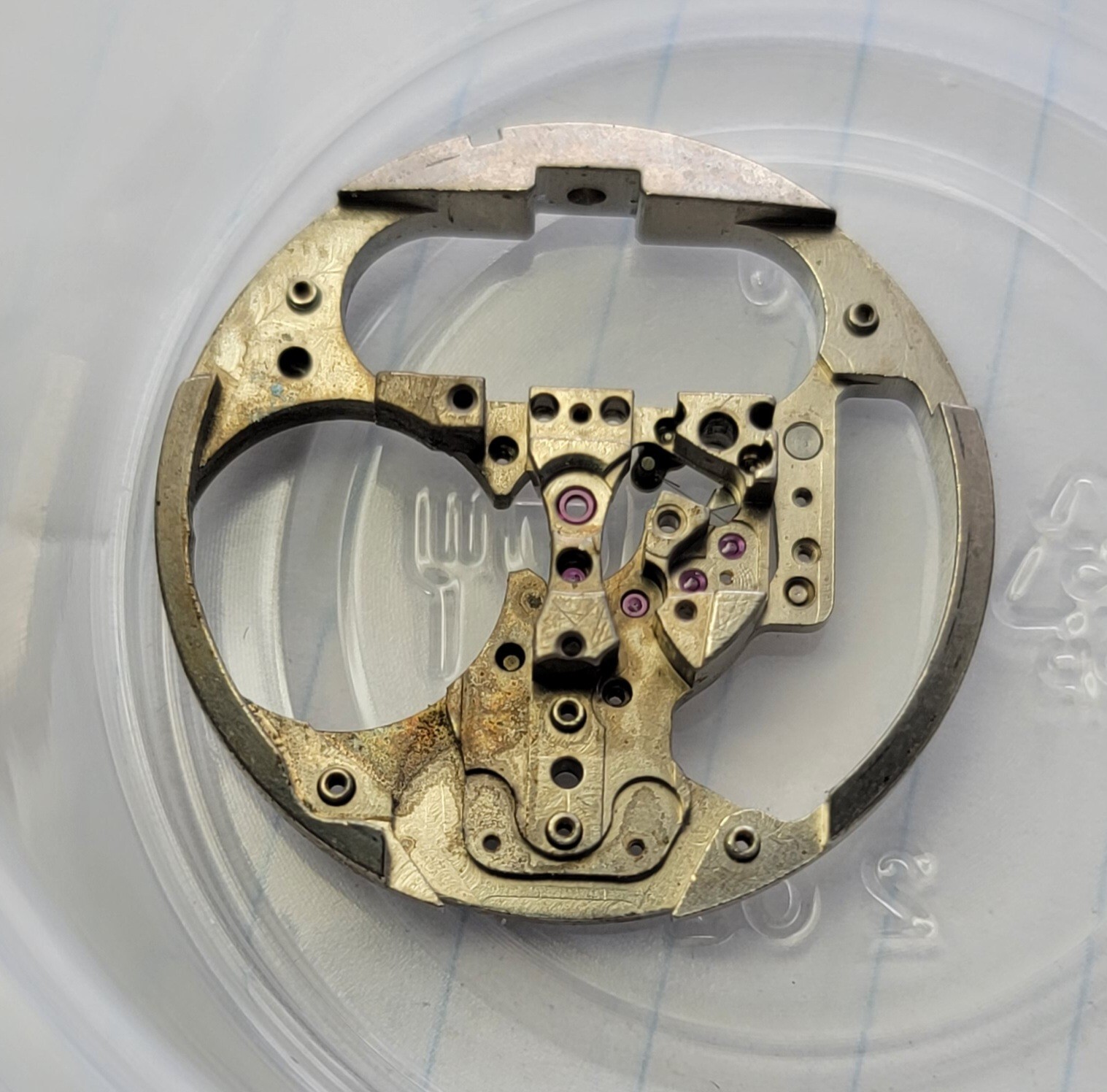 Vintage Bulova Accutron 214 Part 709 Movement Pillar Plate USA M7 1967 (‘B’)