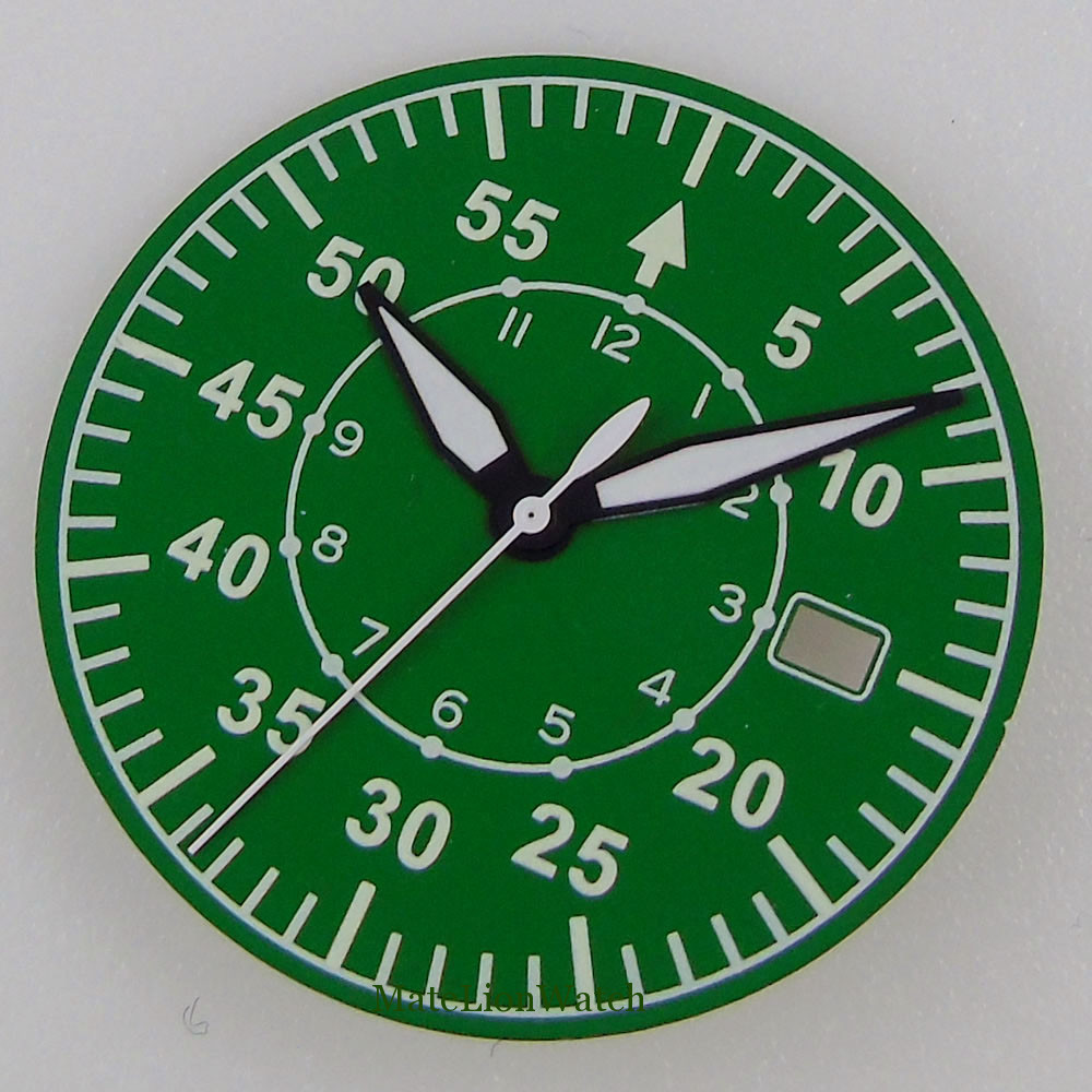 33.6mm Watch Dial+Hands Fit For NH35/NH35A Movement Green Lume Matte/Sunburst