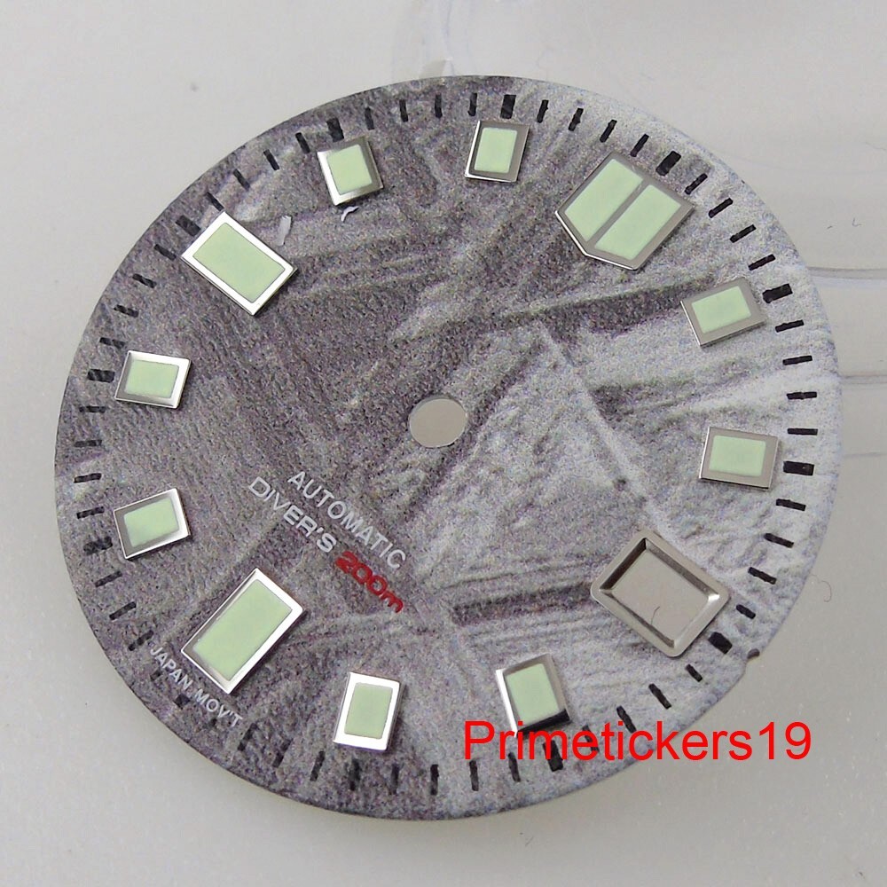 29mm Watch Dial Face Meteorite Pattern Date Window Dive Watch Part Fit NH35 NH36