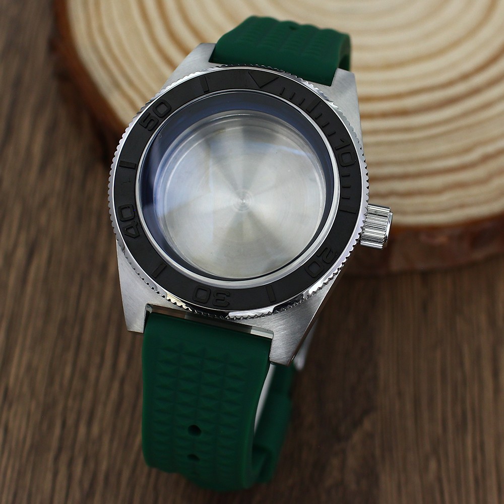 Sapphire Modify Seiko 62MAS Mod 40mm Watch Case Green Strap For NH35 34 NH36 38