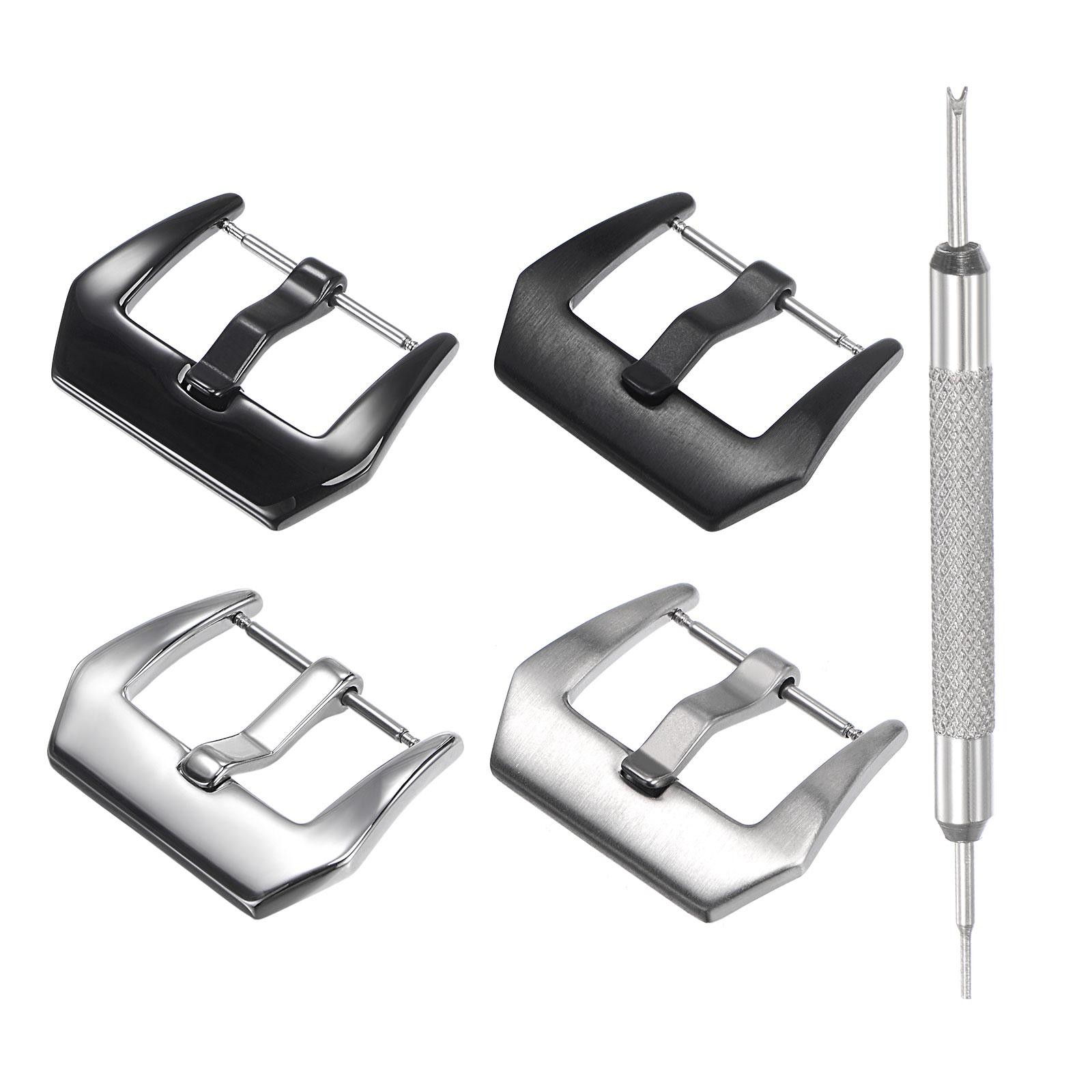 22mm Width SUS304 Frosted Polished Buckle Silver Black with Spring Bar Remover