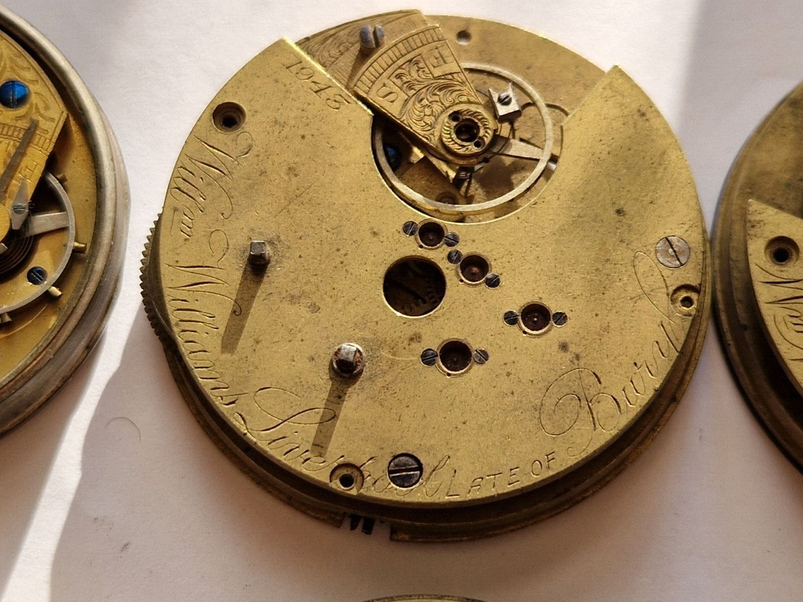 watch movements joblot Williams Rusel antique large size watchmakers lot 6x