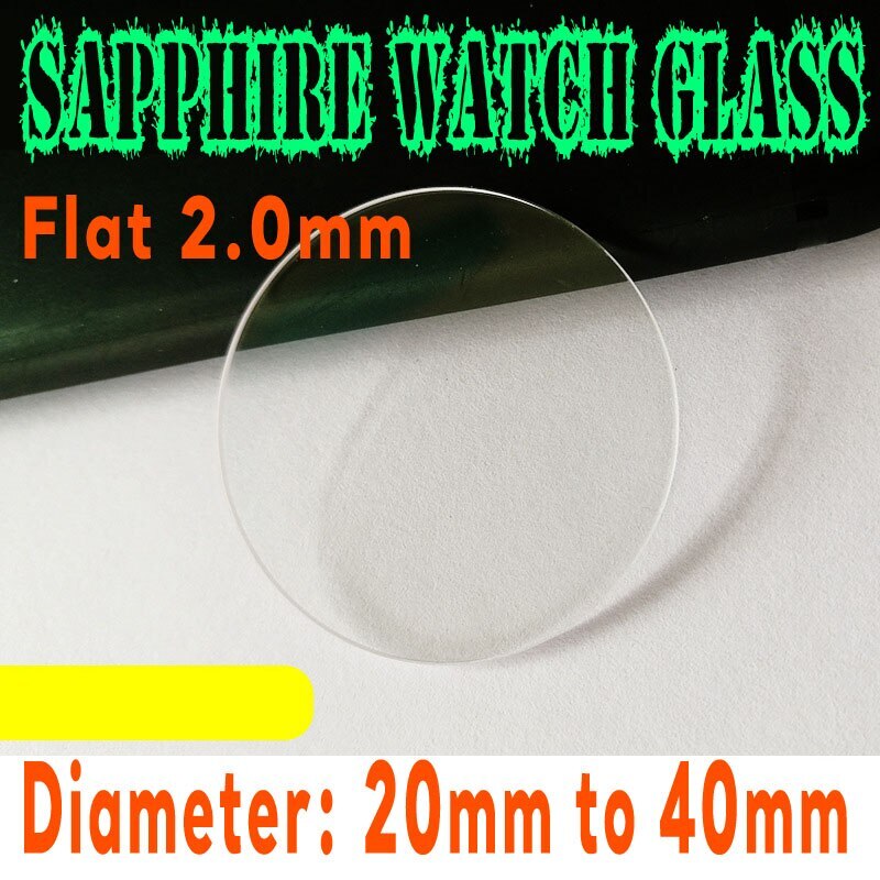 2mm Sapphire Glass Watch Crystals 20-40mm Flat Round Lens Watch Repair Parts Kit