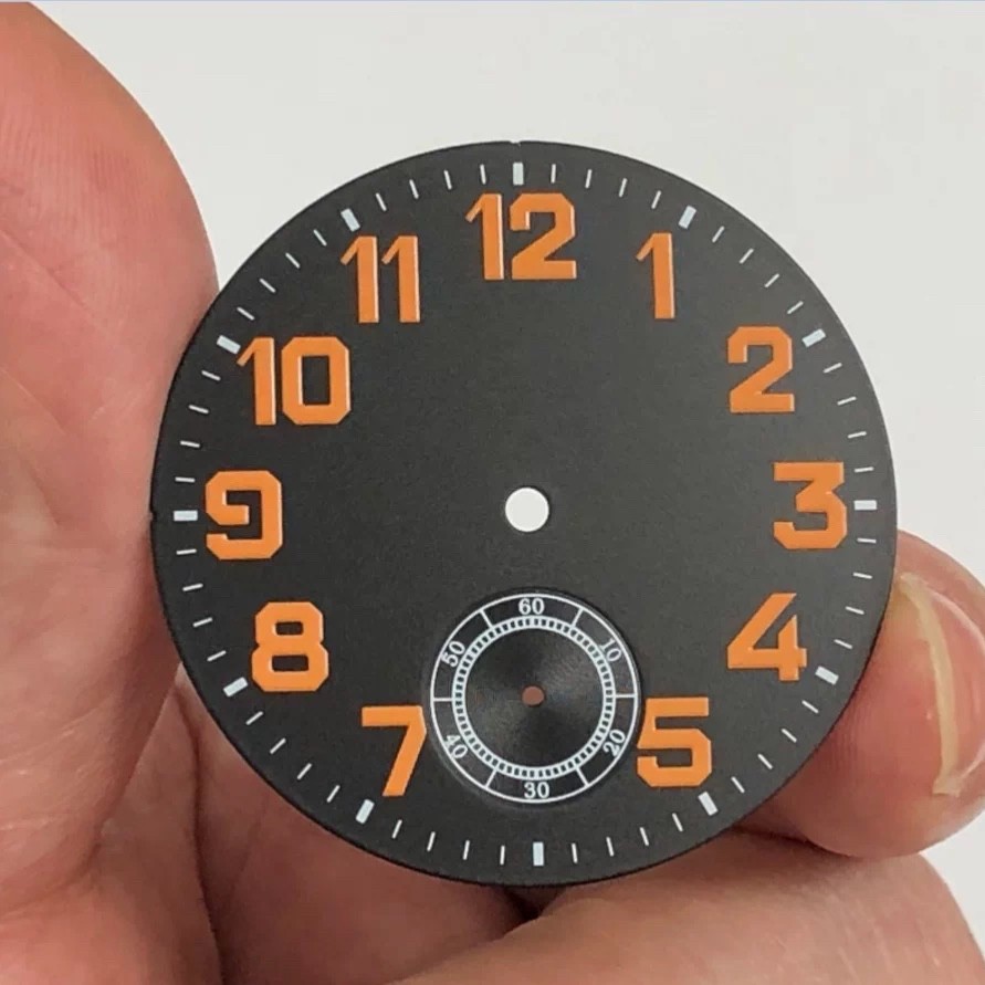 41mm Black Orange Watch Dial for ETA6498 ST3621