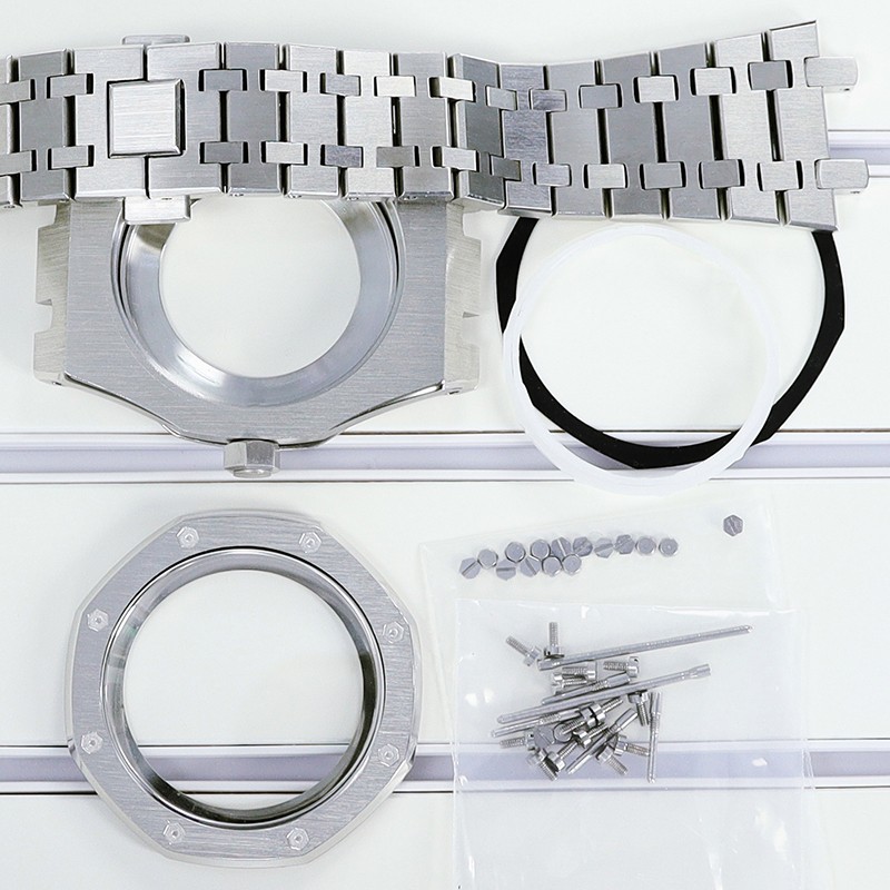 41mm Silver Octagon Watch Kit Sapphire Chapter Ring For Seiko NH34 NH35 NH36